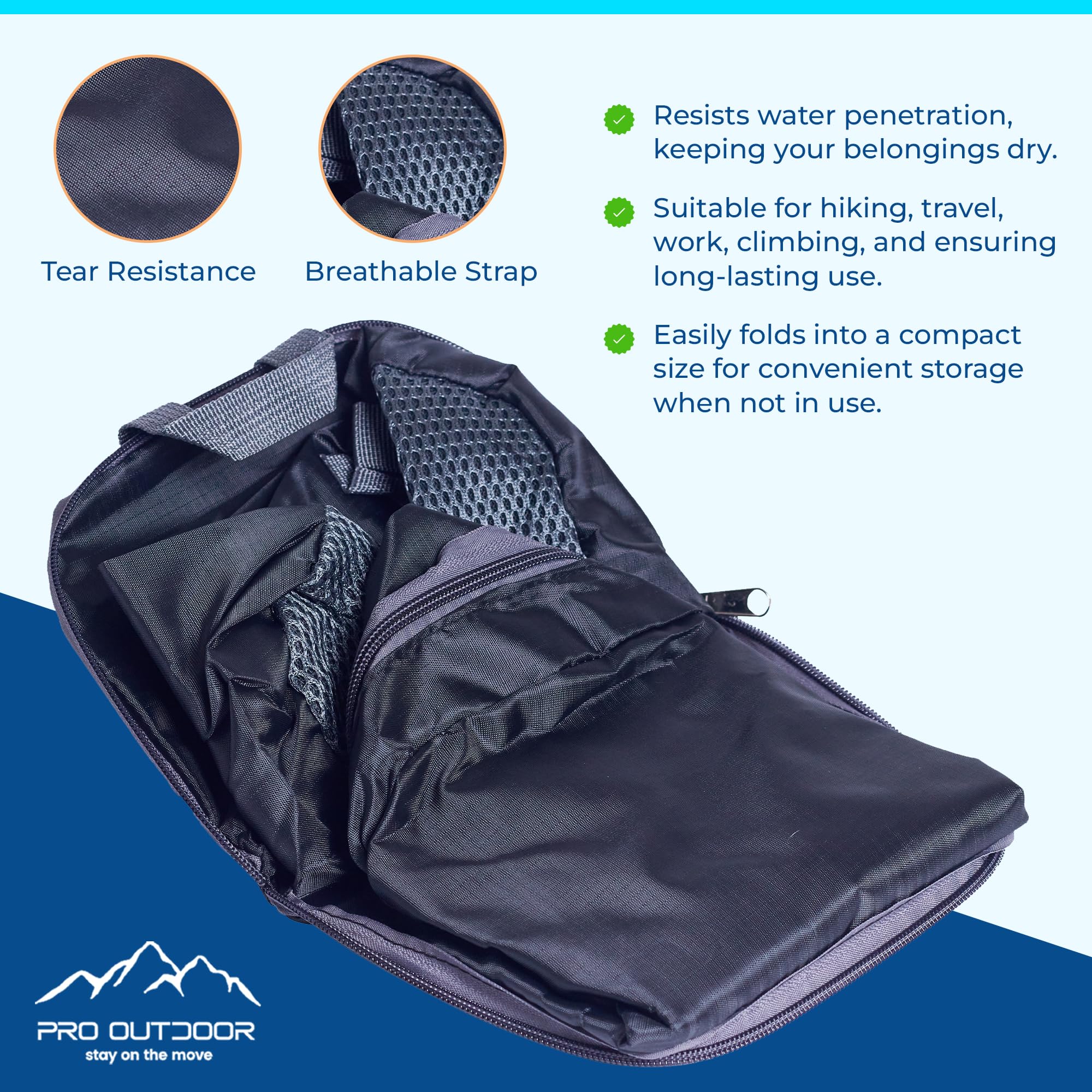 Foldable Backpack for Travel - Lightweight Waterproof Hiking Daypack for Men & Women - Compact Collapsible Packable Backpack for Camping, Day Trips & Vacations - Perfect for Outdoor Adventures & Daily Commute