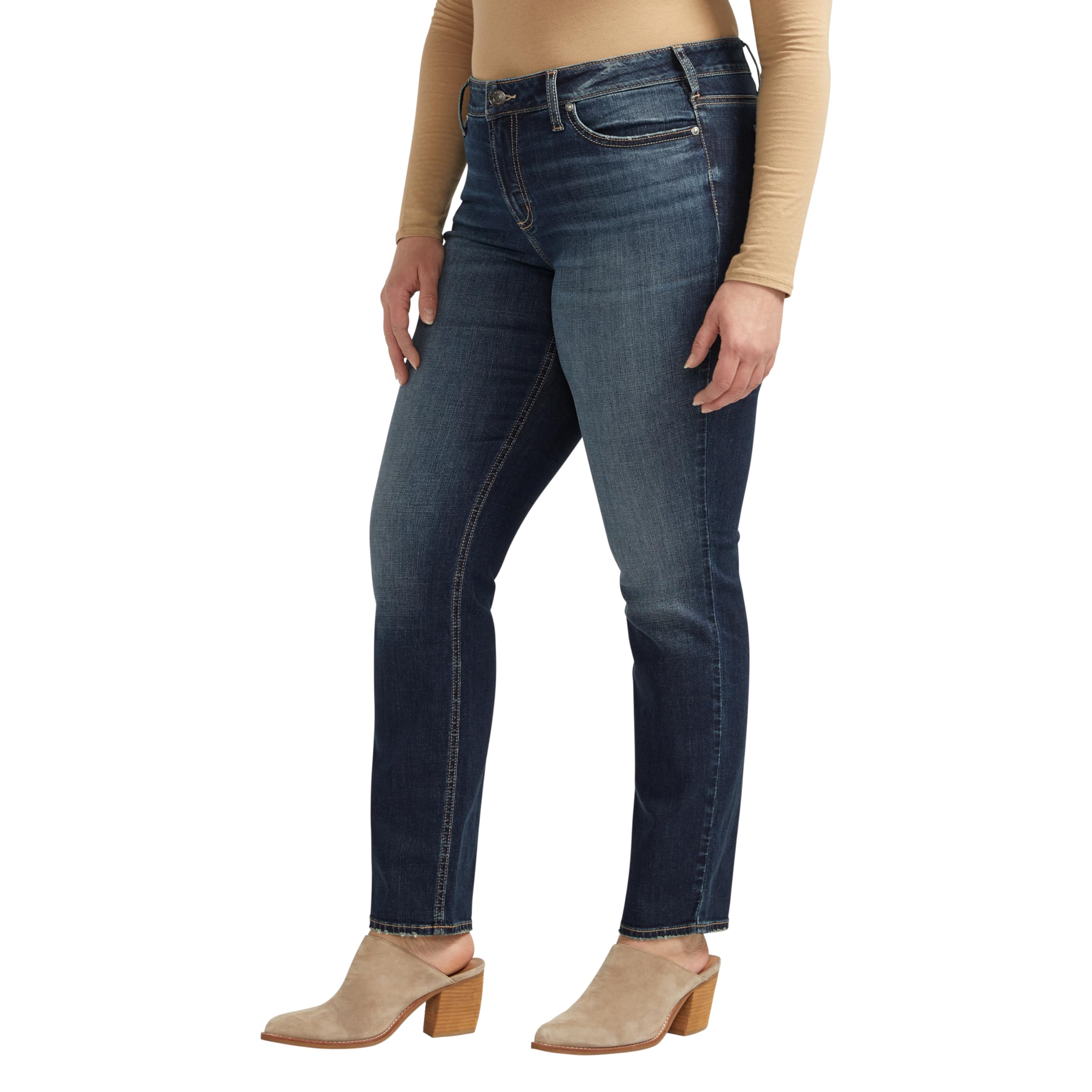 Silver Jeans Co. Women's Plus Size Suki Mid Rise Curvy Fit Capri Jeans - Comfortable Stretch Denim Pants for Casual Wear & Everyday Outfits