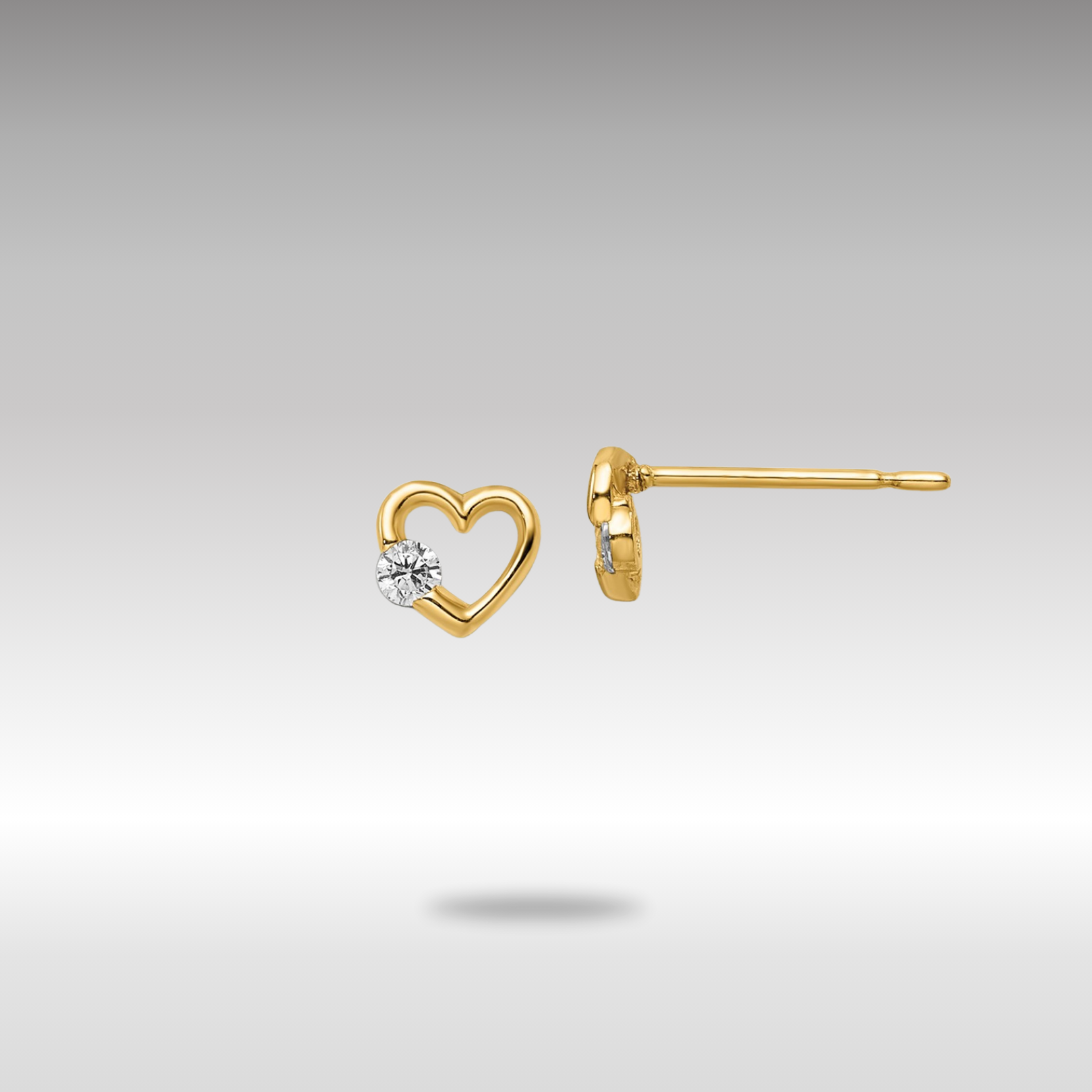 14K Gold Plated CZ Heart Stud Earrings for Women - Elegant Valentine's Day Gift, Anniversary Present, or Everyday Jewelry - YE2028