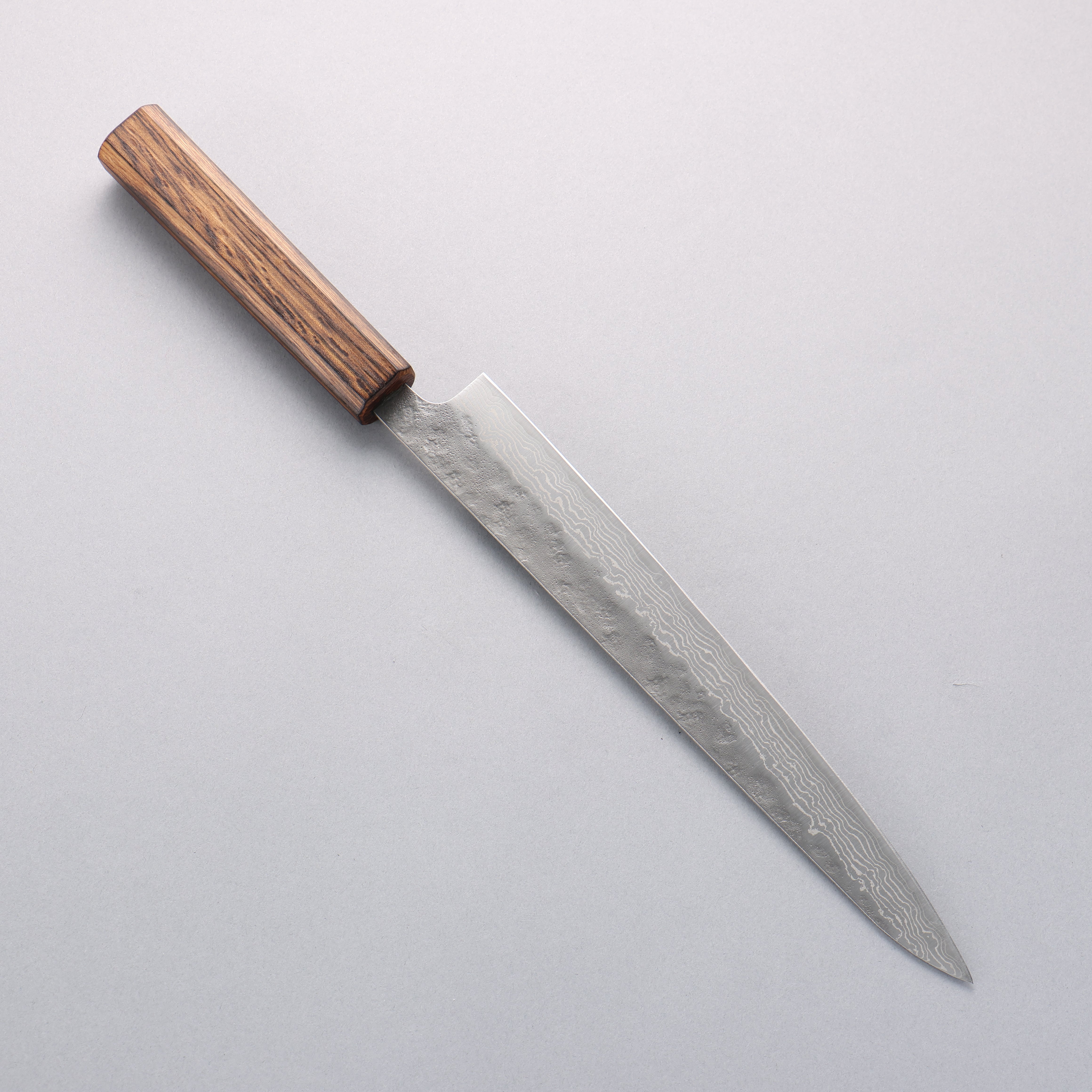 Premium 240mm Sujihiki Knife - Seisuke 440C Stainless Steel Hammered Damascus Blade with Oak Handle - Perfect for Slicing Sashimi, Roasts, and Delicate Meats