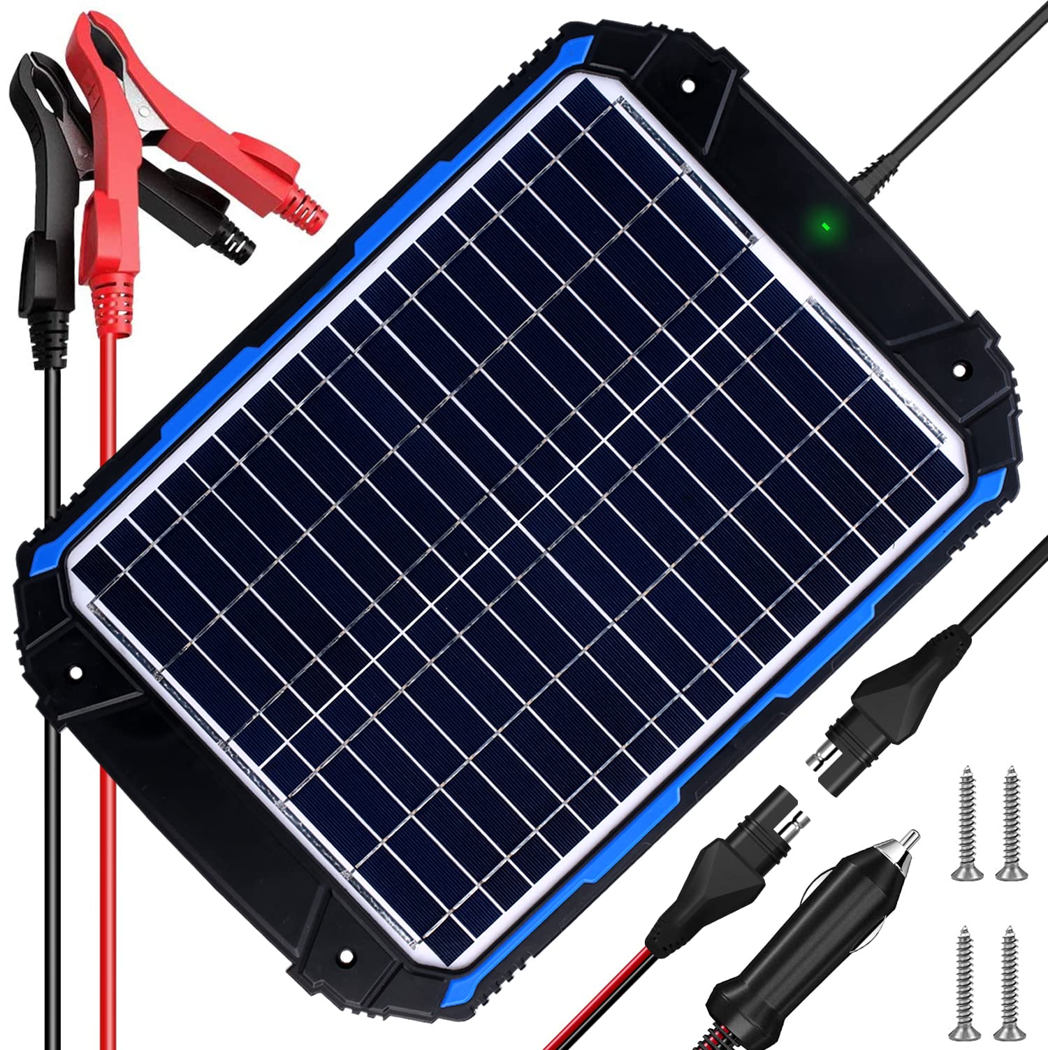 18W 12V Solar Car Battery Charger & Maintainer with MPPT - Waterproof Solar Trickle Charger for Marine, RV, Boat, Trailer - Portable Solar Panel Kit for Deep Cycle Batteries - Perfect for Outdoor, Camping & Emergency Power Supply