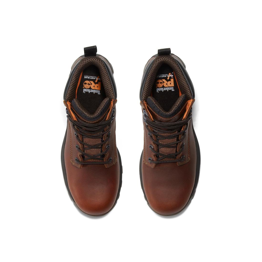 Titan EV 6 Inch Composite Toe Waterproof Work Boots for Men - Slip Resistant Safety Shoes, Electrical Hazard Protection - Ideal for Construction, Warehouse & Outdoor Jobs (Brown)