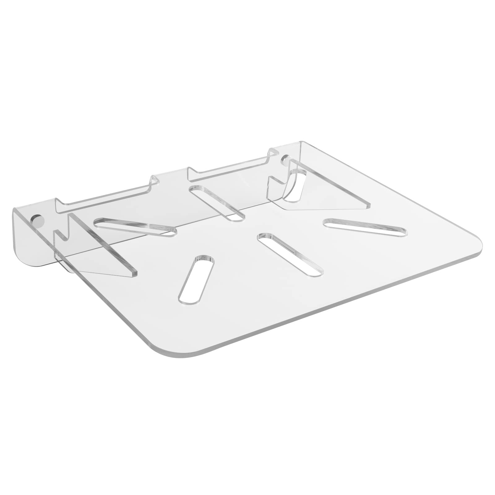 Universal WiFi Router Wall Mount Shelf - Clear Acrylic Floating Shelf Holder for Router, Modem, Mini Projector, TV Box & Speaker - 12.2 x 10.03 Inch - Perfect for Home Office, Living Room & Entertainment Setup