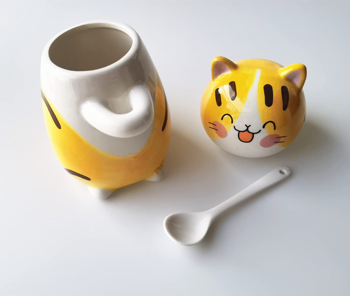 Floette Cute Cat Ceramic Coffee Mug - 12oz Novelty Tea Cup with Handle, Perfect Gift for Cat Lovers (A01) - Ideal for Home, Office & Coffee Shops
