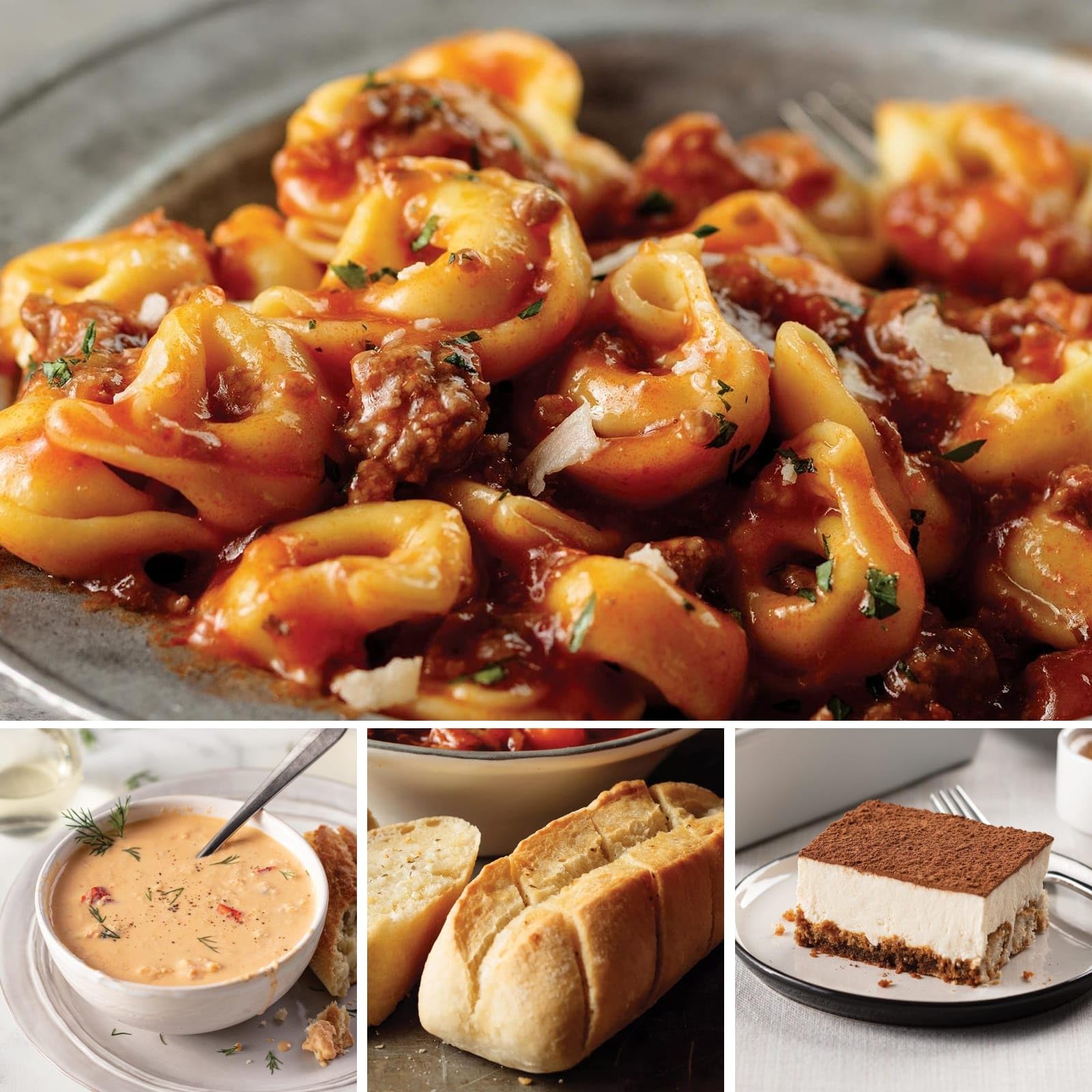 Omaha Steaks Little Italy Date Night Dinner Set - Gourmet Tortellini in Filet Mignon Bolognese, Creamy Lobster Bisque, Garlic Butter Baguettes & Tiramisu Dessert | Perfect Romantic Dinner for Couples, Anniversary or Special Occasion