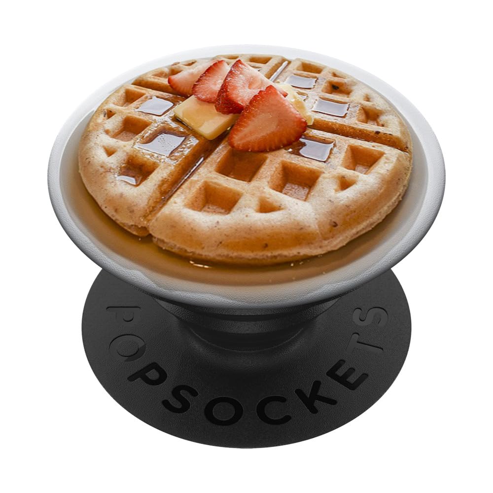 Waffle with Butter and Strawberries PopSockets Standard PopGrip - Perfect for Waffle Lovers, Breakfast Enthusiasts & Phone Accessory Fans | Great for Home, Office & Travel