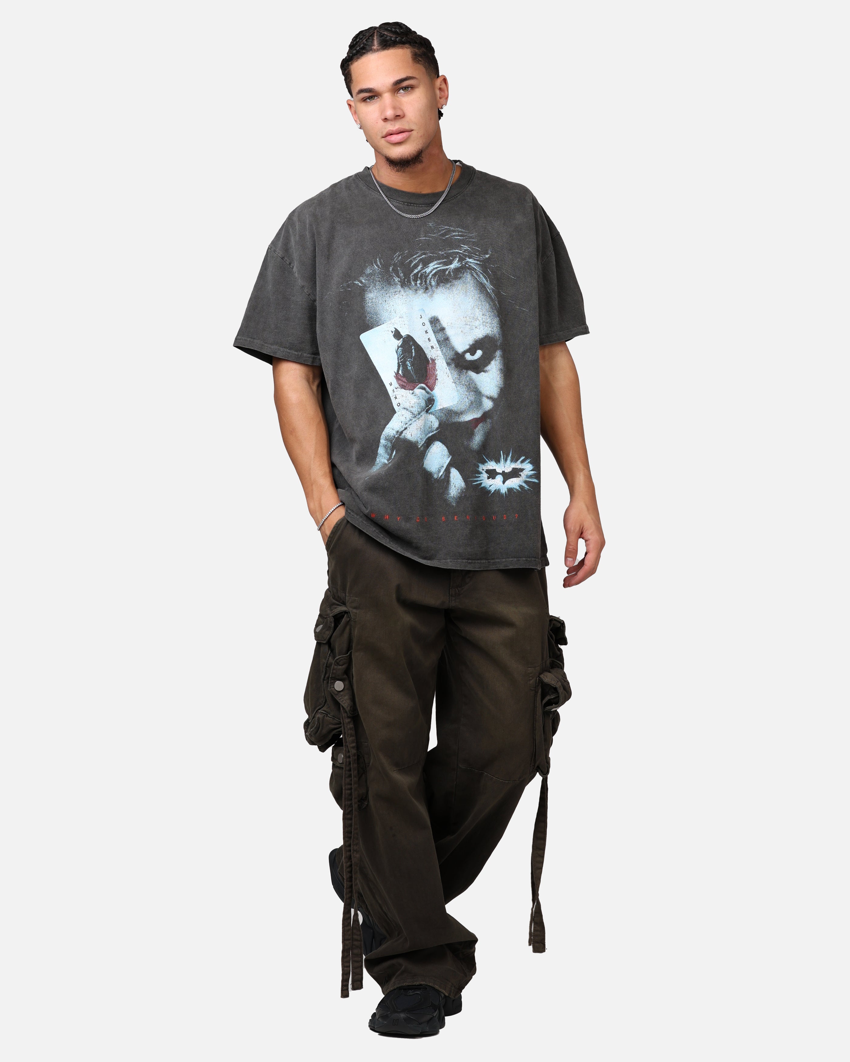 DC Batman The Dark Knight 2008 Heavyweight Graphic T-Shirt - Vintage Black Wash Cotton Tee for Men - Perfect for Cosplay, Comic Con & Superhero Fans