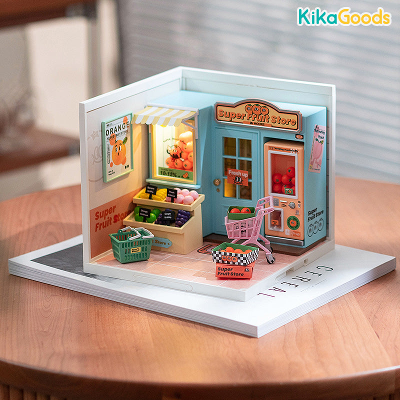 Rolife Super Creator DIY Miniature House Kit - Daily VC Fruit Store Model Building Set for Adults & Teens - Perfect for Home Decor, Gift Giving, and Relaxing Craft Projects