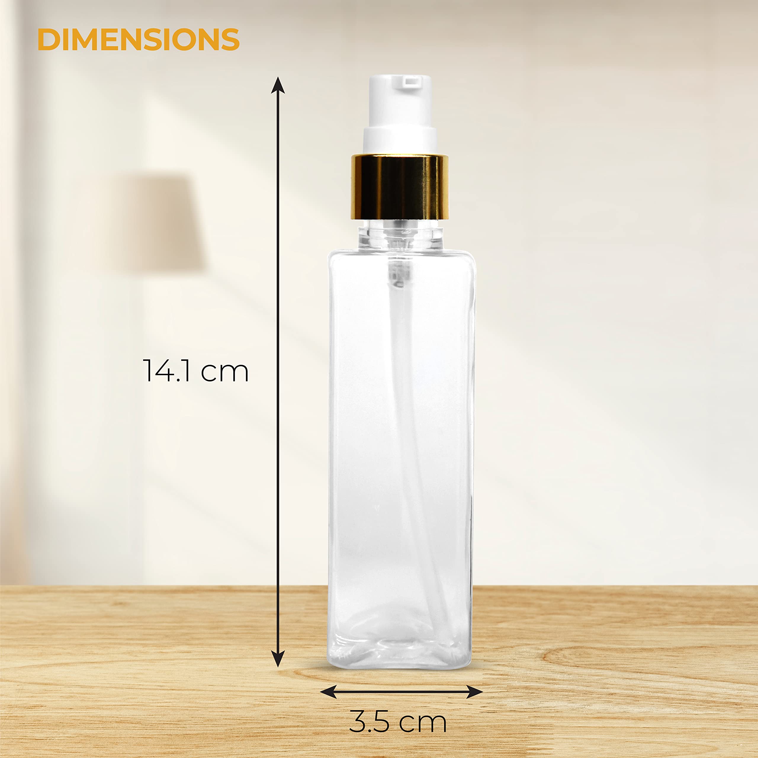 MeeTo 100ml BPA-Free Plastic Pump Bottle Dispenser - Clear Rectangular Refillable Shampoo Lotion Hand Pump Bottle for Massage Oil, Liquid Soap | Portable & Durable Empty Containers | Perfect for Travel, Gym, Salon & Home Use
