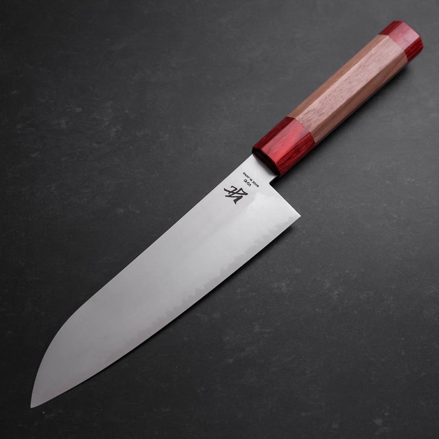 Premium Santoku Knife 180mm - VG-10 Stainless Steel Blade with Polished Red Walnut Handle - Perfect for Slicing, Dicing & Chopping Vegetables, Meat & Fish - Ideal for Home Chefs & Professional Kitchens
