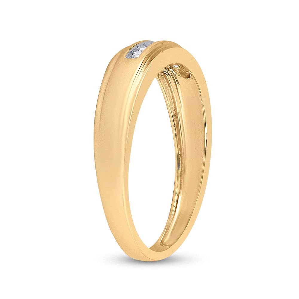 10Kt Yellow Gold Men's Round Diamond Wedding Band Ring - 1/12 Cttw, Perfect for Engagement, Anniversary & Special Occasions
