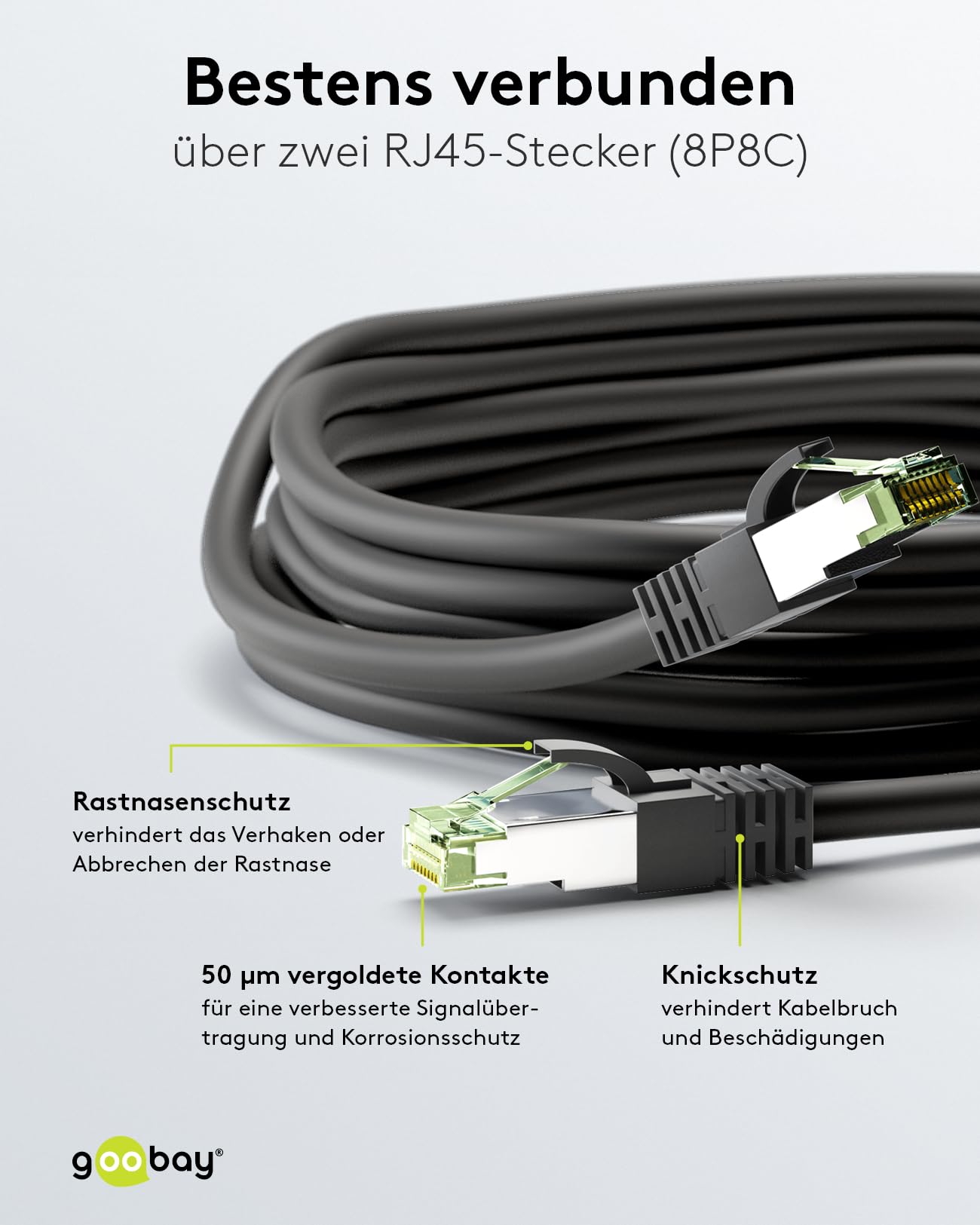 CAT 8.1 Ethernet Cable S/FTP 20m Black - High-Speed Internet Cable for Gaming, Streaming & Home Office Network Setup