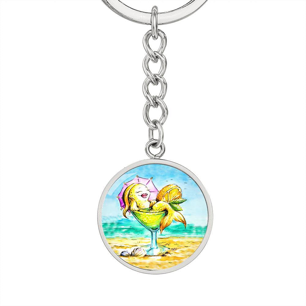 Margarita Mermaid Beach Keychain - Tropical Summer Vacation Gift for Women, Best Friend Souvenir - Perfect for Beach Bags, Pool Parties & Travel Accessories