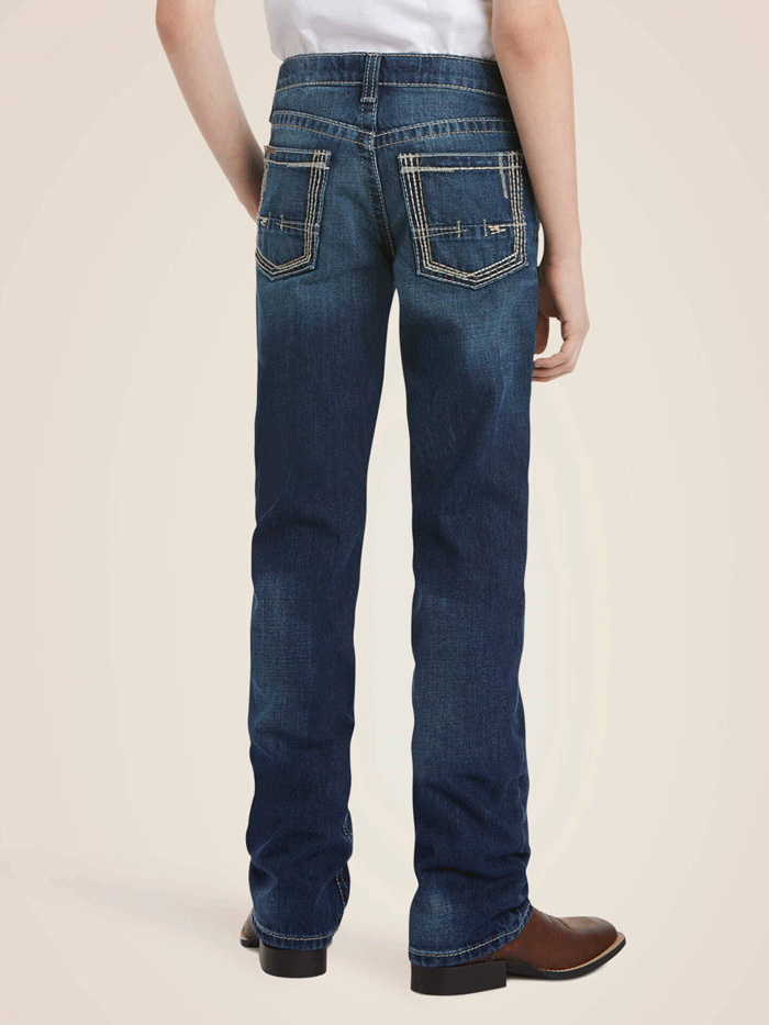 Ariat Kids B5 Slim Boundary Stackable Straight Leg Jeans - Cyclone Navy | Durable Denim for School, Play & Outdoor Activities