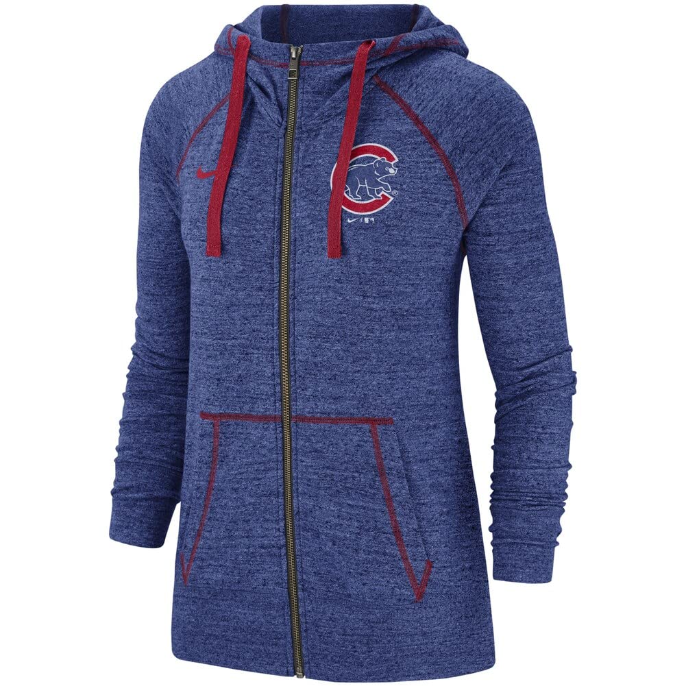 Chicago Cubs Nike Women's Vintage Full-Zip Hoodie Sweatshirt - Royal Blue, Comfortable Gym Workout Jacket for Baseball Fans, Casual Wear & Sports Events