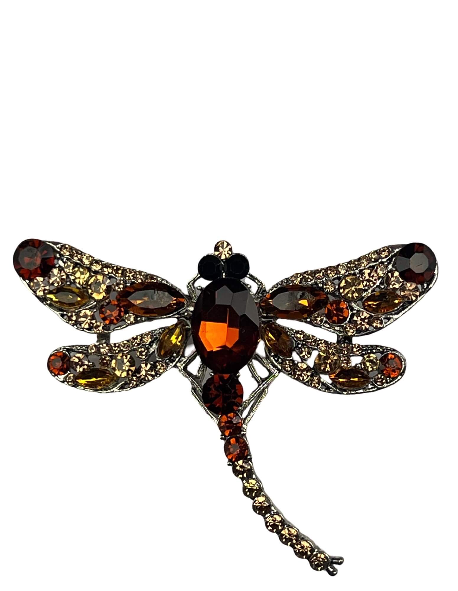 DÉCLIC Dragonfly Pin with Genuine Amber - Elegant Brooch for Women, Vintage Jewelry Gift for Her - Perfect for Weddings, Parties, and Special Occasions
