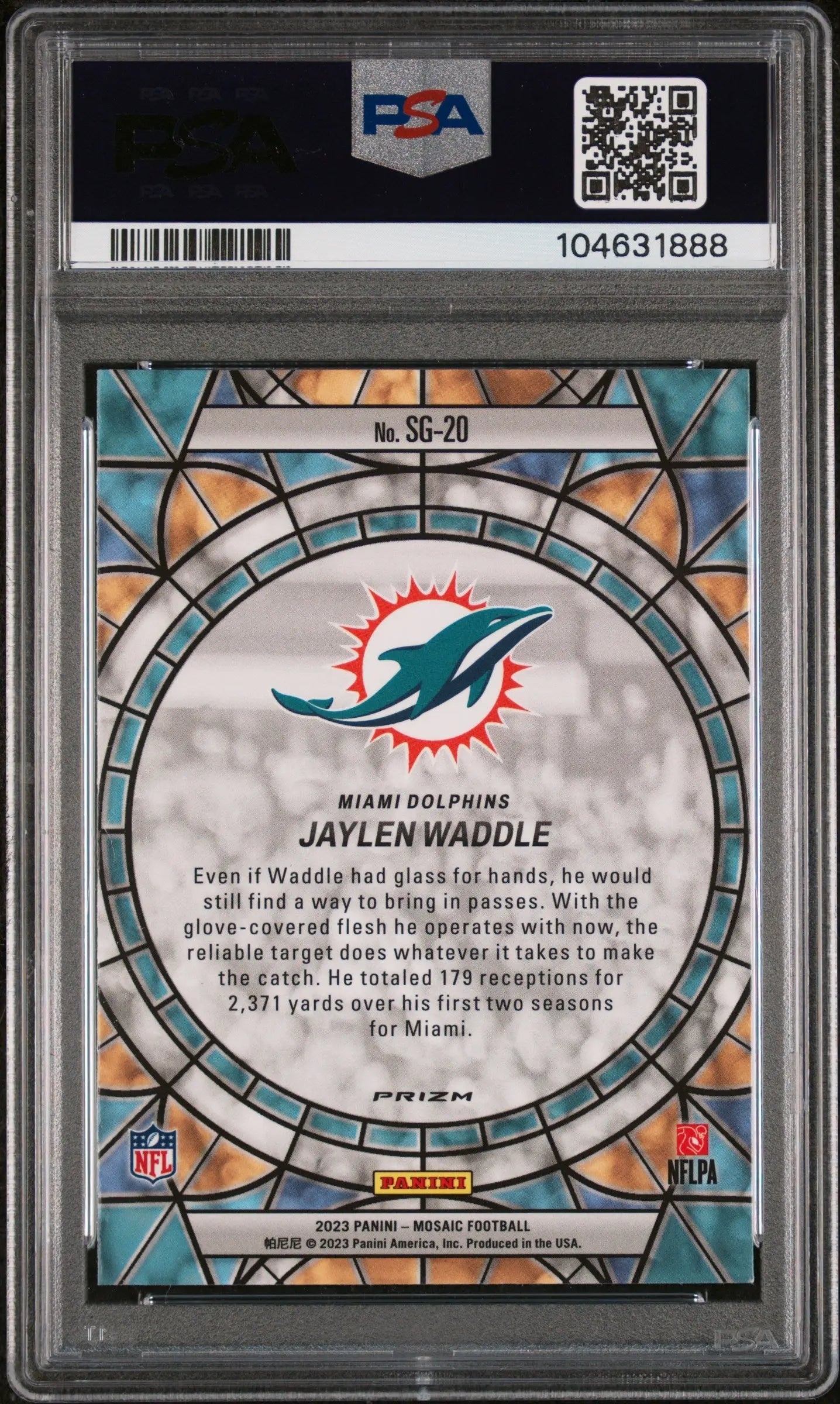 2023 Panini Mosaic Football Stained Glass Jaylen Waddle PSA 10 Graded Card - Rare Collectible for NFL Fans & Sports Memorabilia Enthusiasts - Perfect for Display, Investment, and Trading