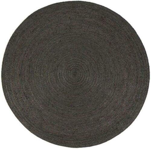 Handwoven Black Jute Round Area Rug - 9x9 Feet Farmhouse Style Braided Rug for Living Room, Bedroom, Kitchen | Eco-Friendly Natural Fiber Floor Mat for Boho Decor, Cozy Home & Pet-Friendly Spaces
