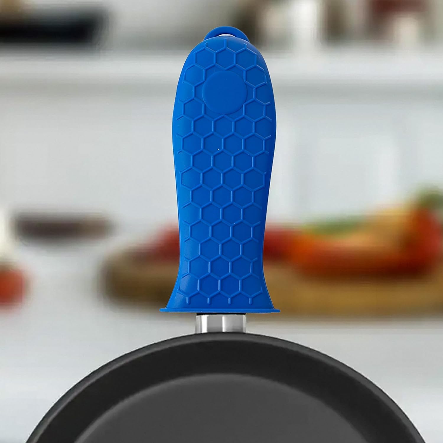 Heat Resistant Silicone Hot Handle Holder Set of 2 - Non Slip Pot Holders & Iron Handle Covers for Kitchen Safety - Perfect for Cooking, Grilling, and Serving Hot Pots & Pans (Black, HH002)