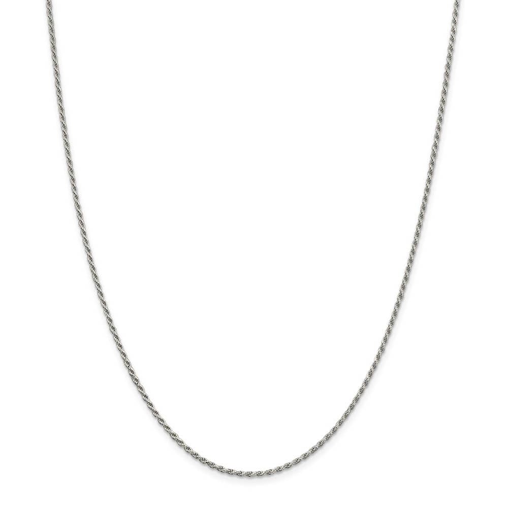 The Black Bow 1.7mm Rhodium Plated Sterling Silver Solid D/C Rope Chain Necklace – Perfect for Everyday Wear and Special Occasions