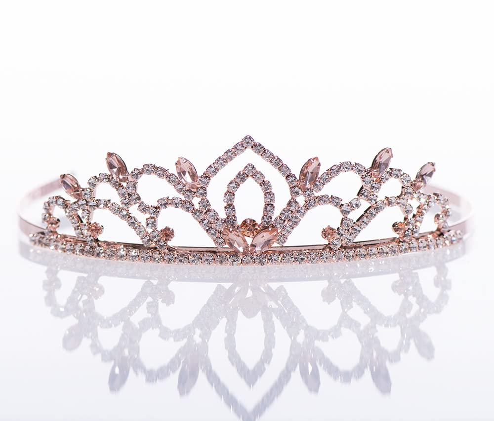 Rose Gold Cassandra Queen & Princess Tiara Set for Women & Girls - Prom, Homecoming, Coronation Crown - Perfect for Weddings, Pageants, Birthday Parties & Special Occasions