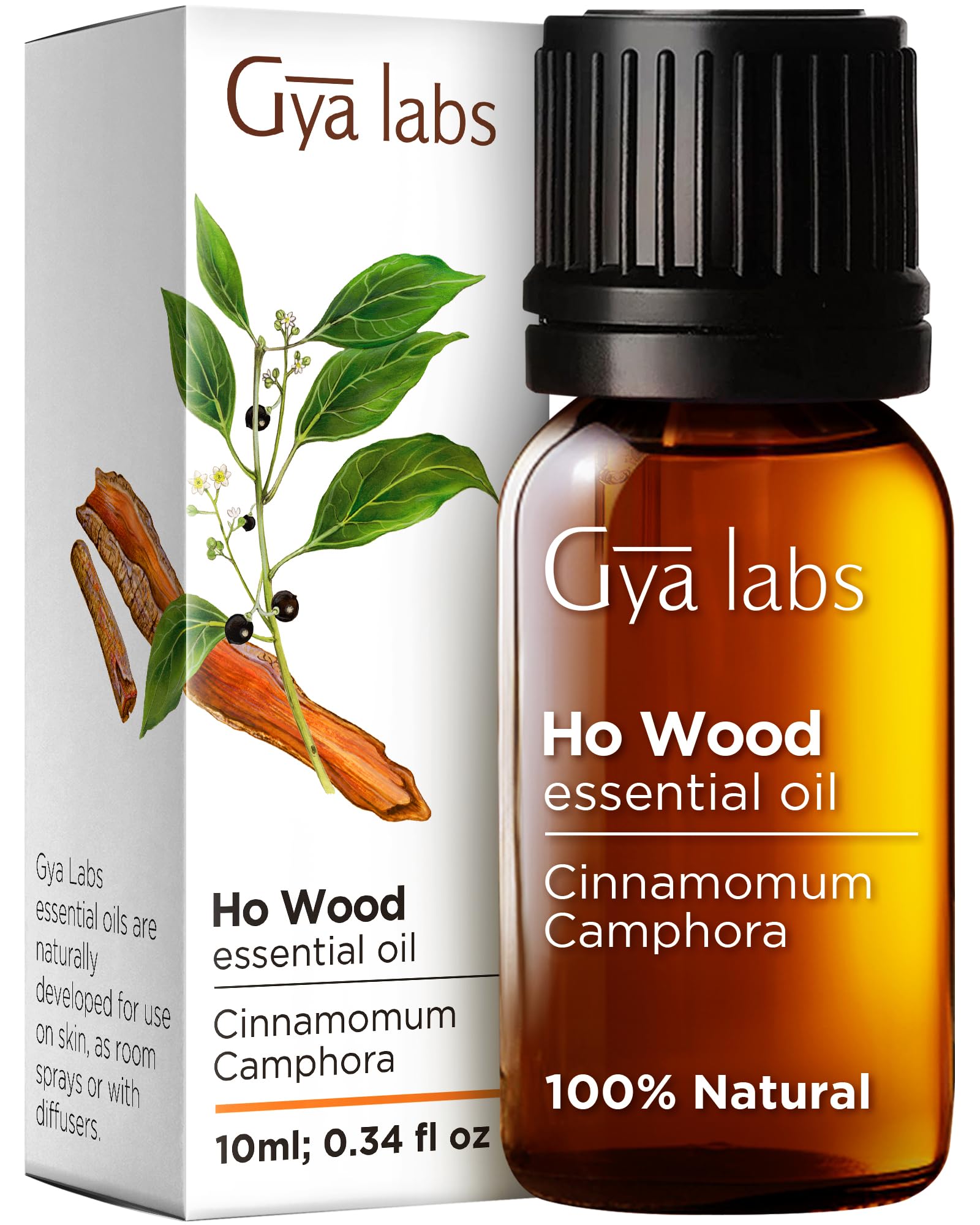 Gya Labs 100% Pure Natural Ho Wood Essential Oil - 0.34 Fl Oz for Diffuser, Aromatherapy, Skin Care & Candle Making - Earthy Floral Scent for Relaxation, Stress Relief & Home Fragrance