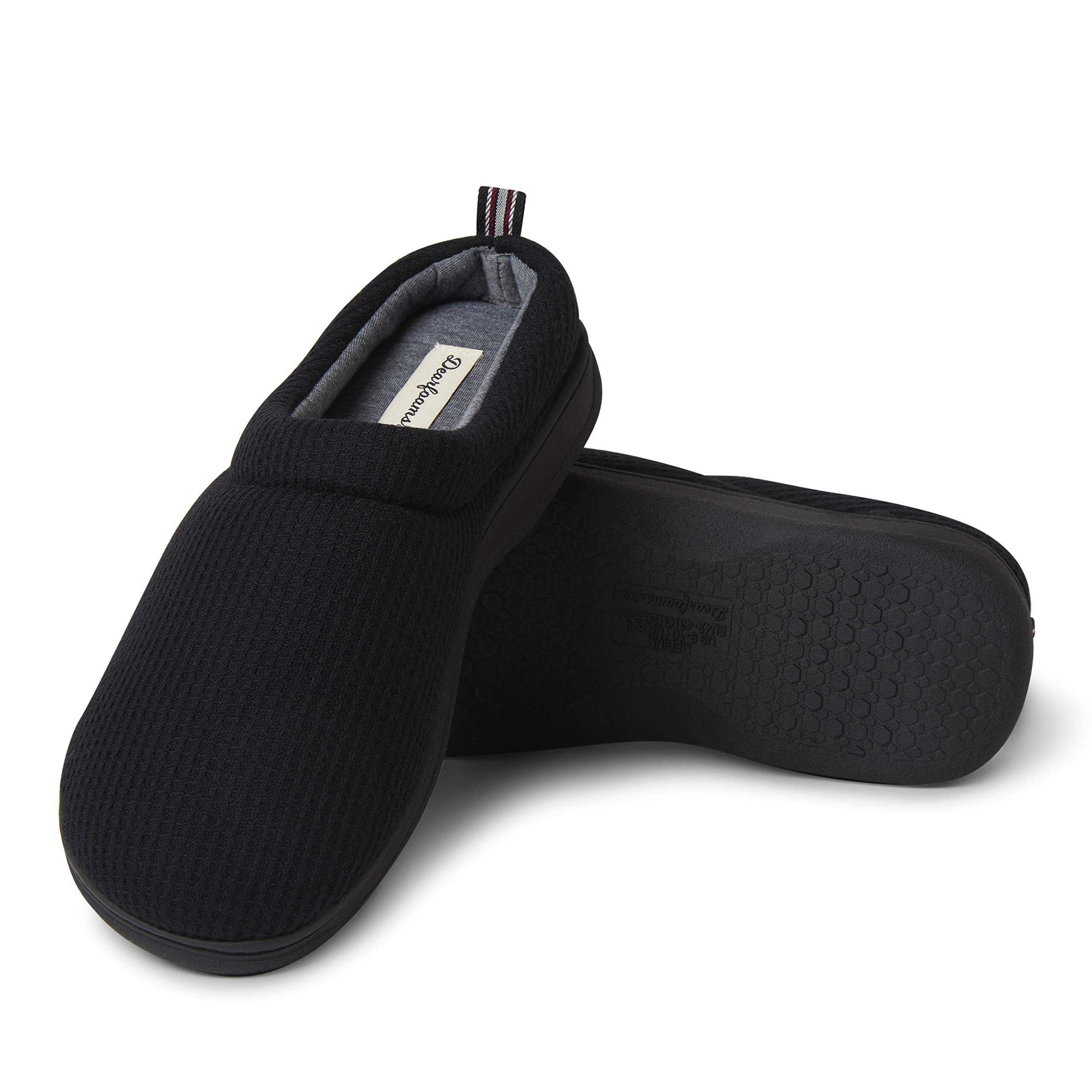 Dearfoams Women's Nathan Waffle Knit Clog Slippers - Soft Indoor/Outdoor House Shoes for Comfort & Support - Perfect for Home, Garden & Quick Errands