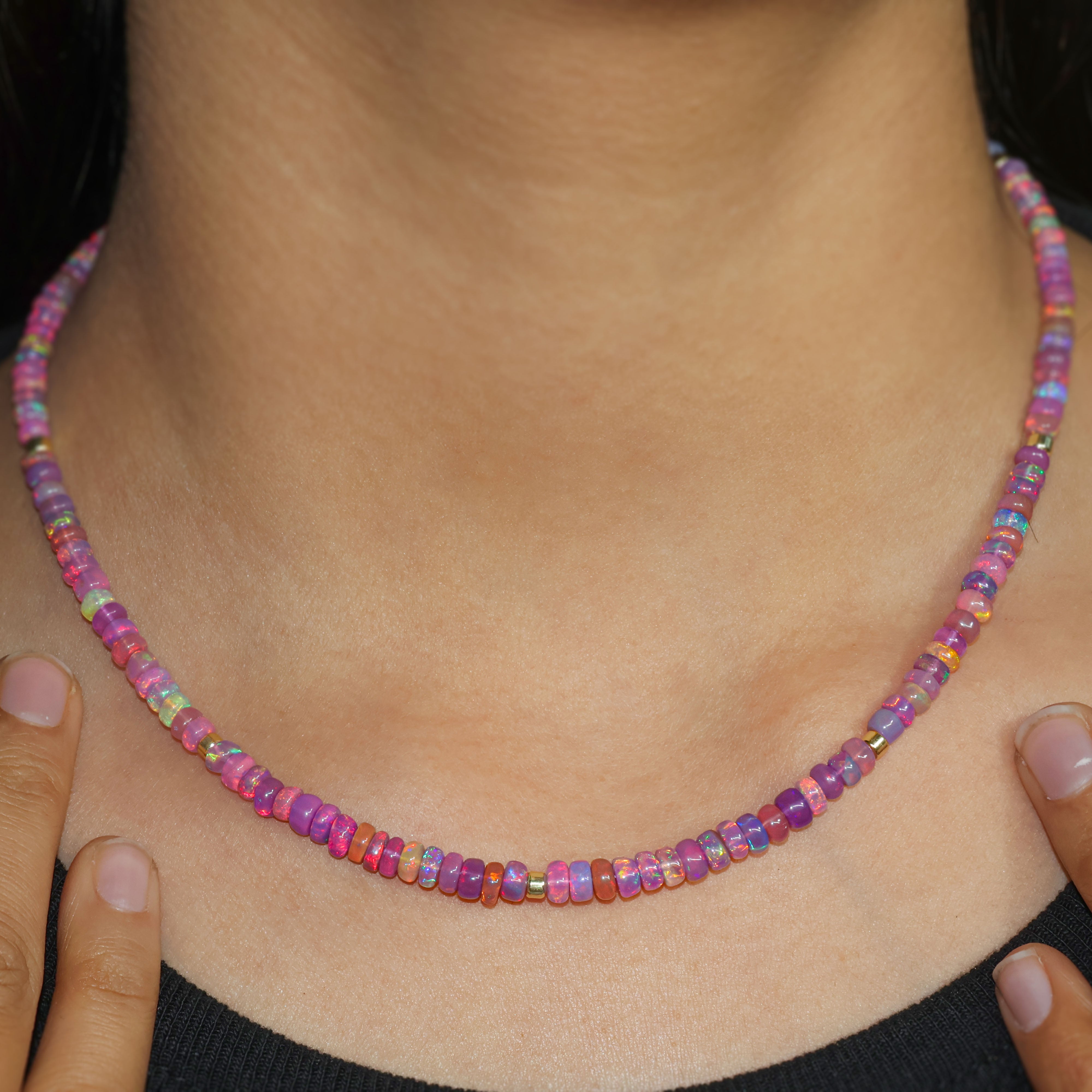 Natural Purple Opal Beaded Necklace for Women - Elegant Boho Jewelry Gift for Her, Perfect for Weddings, Parties & Everyday Wear