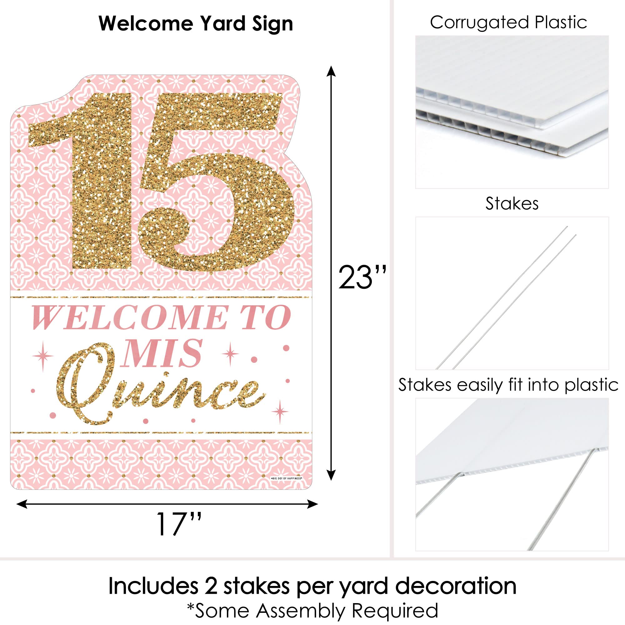 Big Dot of Happiness Mis Quince Anos - Quinceanera Sweet 15 Birthday Party Decorations Set - Welcome Yard Sign for Outdoor & Indoor Celebrations
