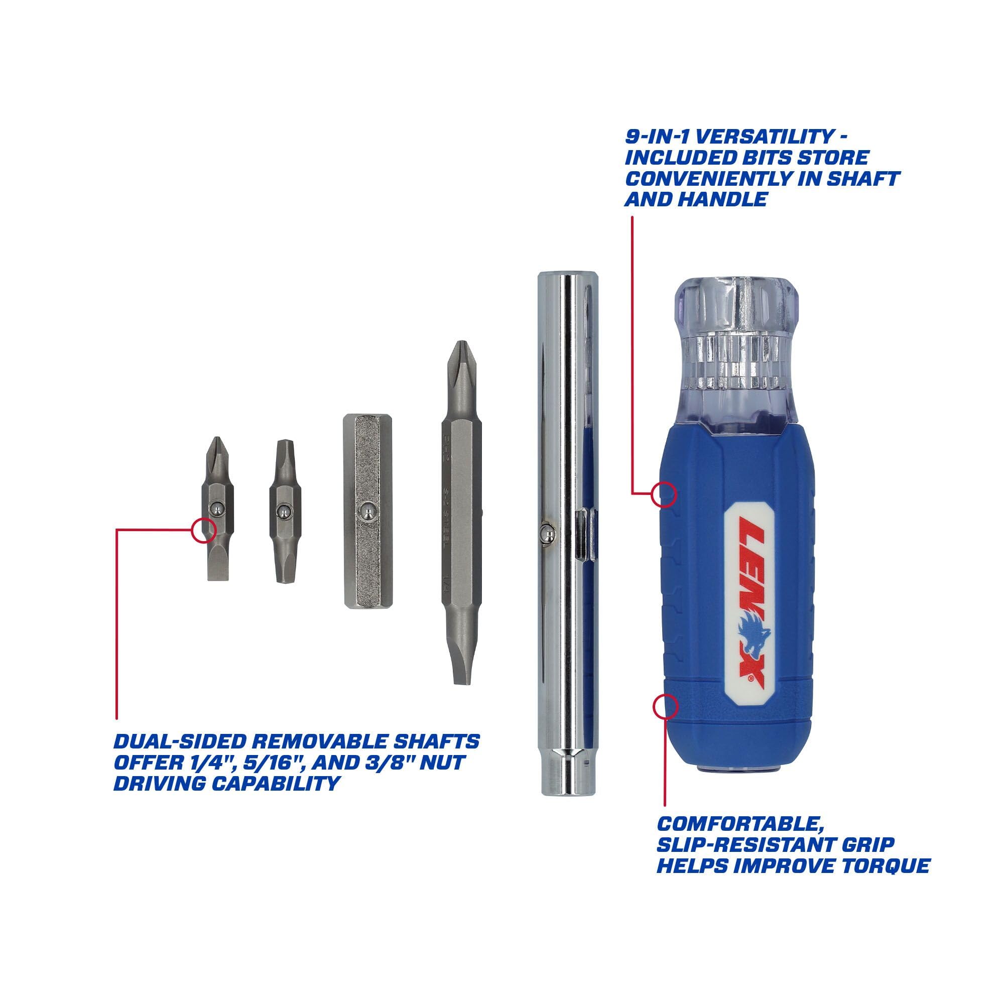 LENOX 9-in-1 Multi-Bit Screwdriver Set with Magnetic Tip (LXHT68000) - Perfect for Home Repairs, DIY Projects & Professional Use