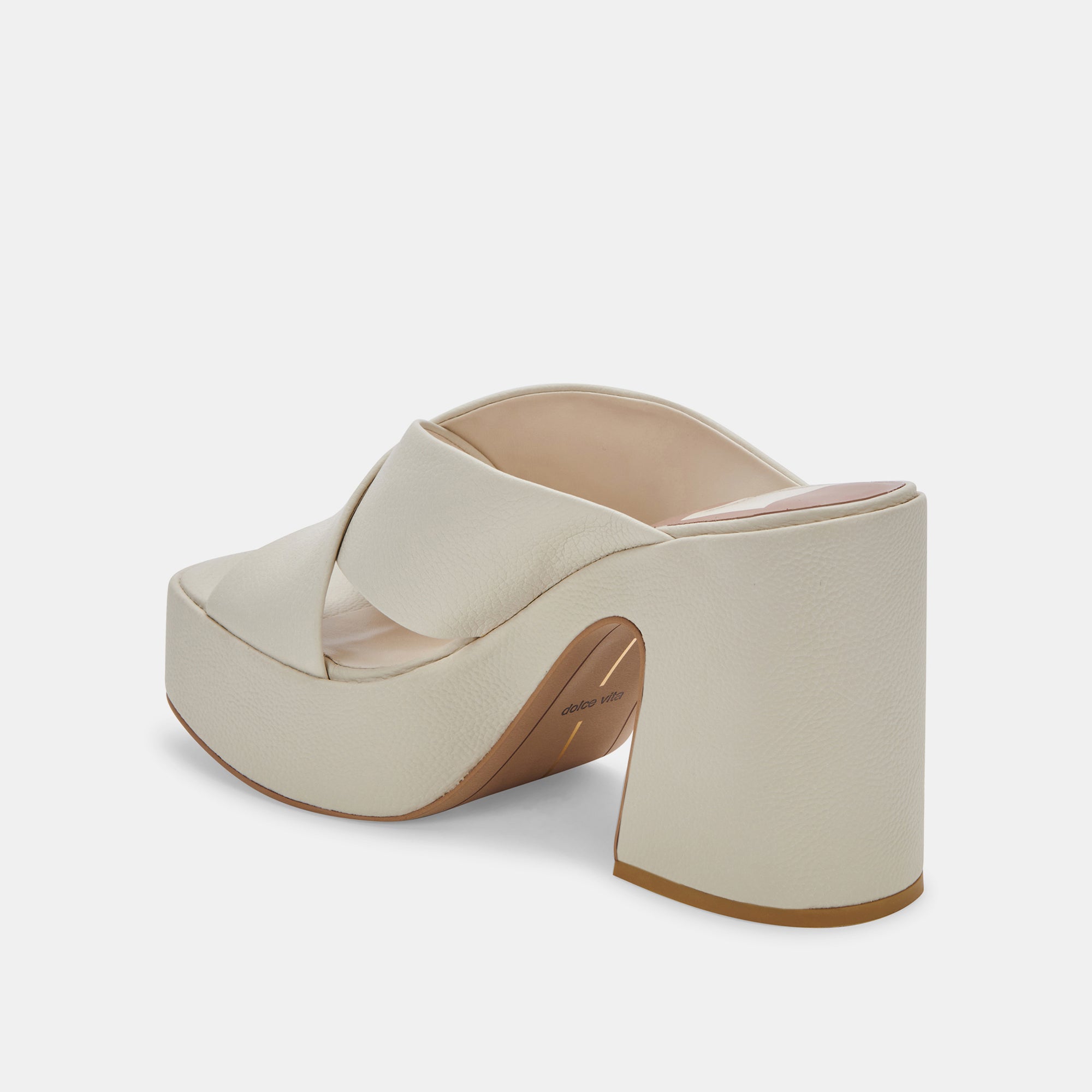 WONDER HEELS IVORY LEATHER Women's Comfortable Block Heel Sandals - Perfect for Weddings, Parties & Summer Outfits