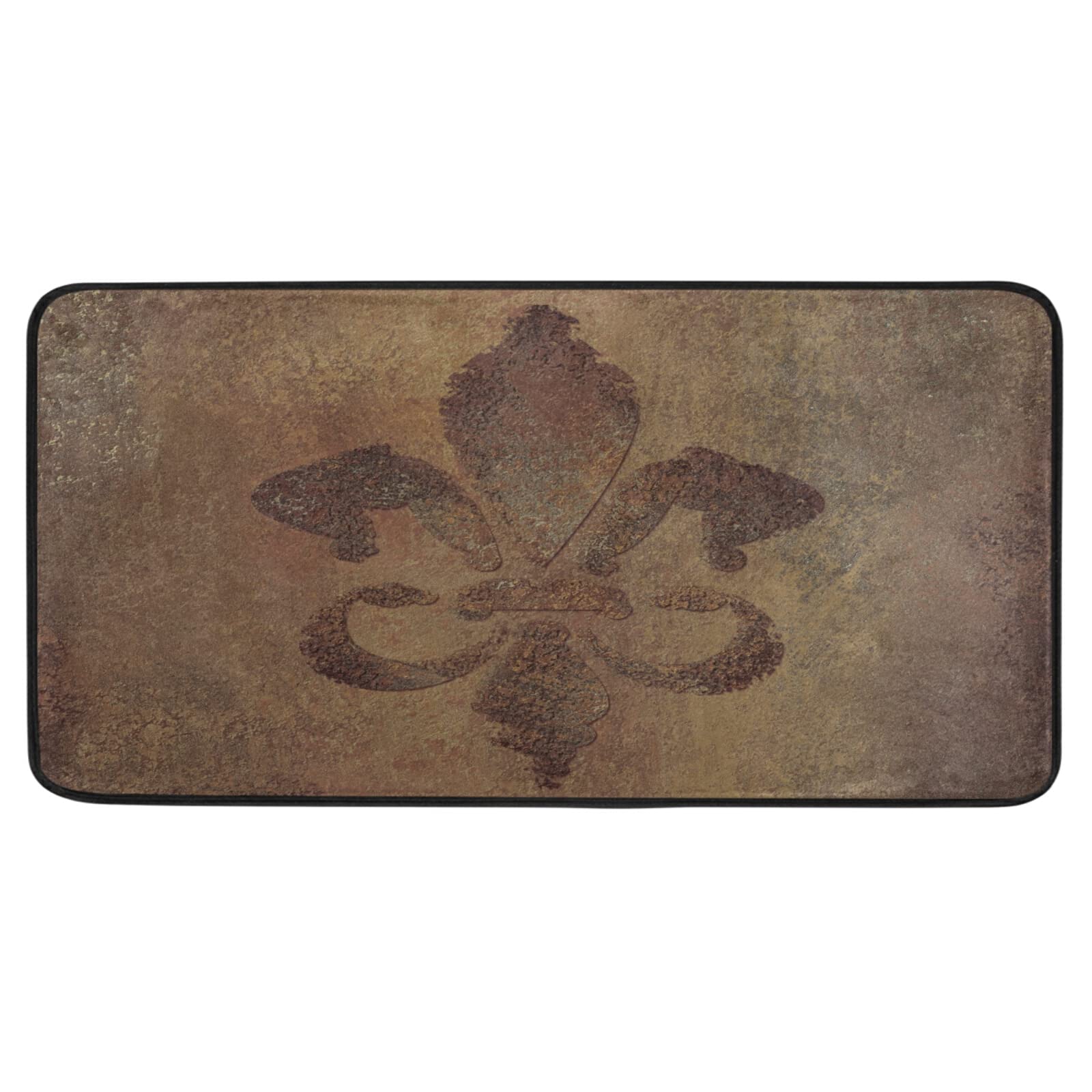 Ollabaky Mardi Gras Kitchen Rug - Fleur De Lis Anti-Fatigue Washable Cushioned Standing Mat, Non-Slip Floor Runner for Kitchen, Bathroom & Laundry Room (39