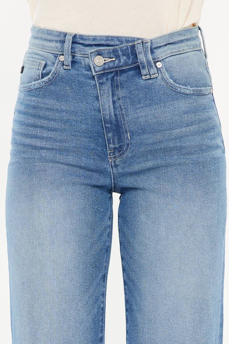 Bethany High Rise 90's Criss Cross Straight Leg Jeans for Women | Vintage Denim Pants | Perfect for Casual Wear, Street Style & Retro Outfits