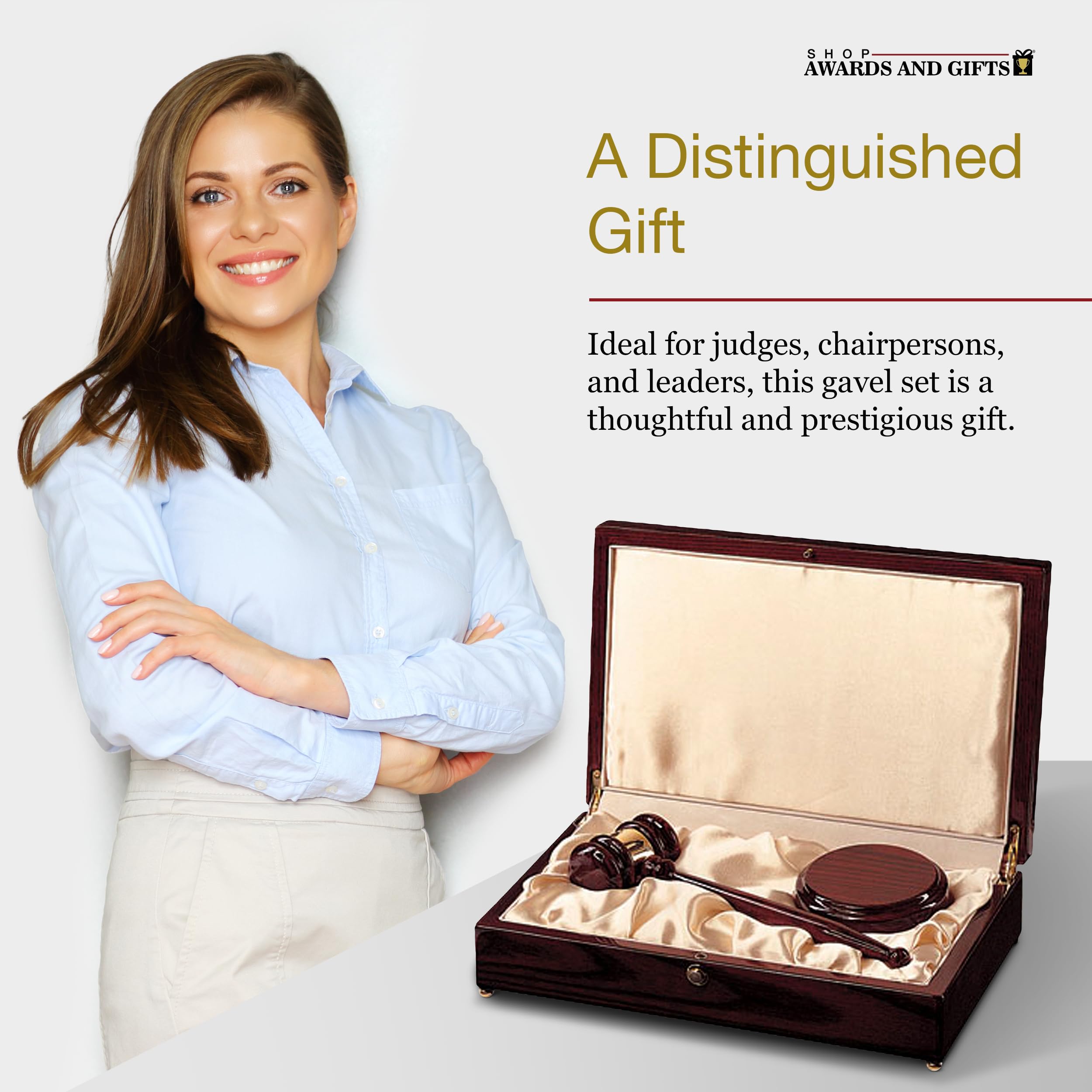 10 Inch High Gloss Rosewood Piano Finished Gavel & Block Set with 9x13 Inch Satin Lined Box - Judge's Mallet for Courtroom, Auctions & Ceremonies - Premium Wooden Gavel Gift for Lawyers & Collectors