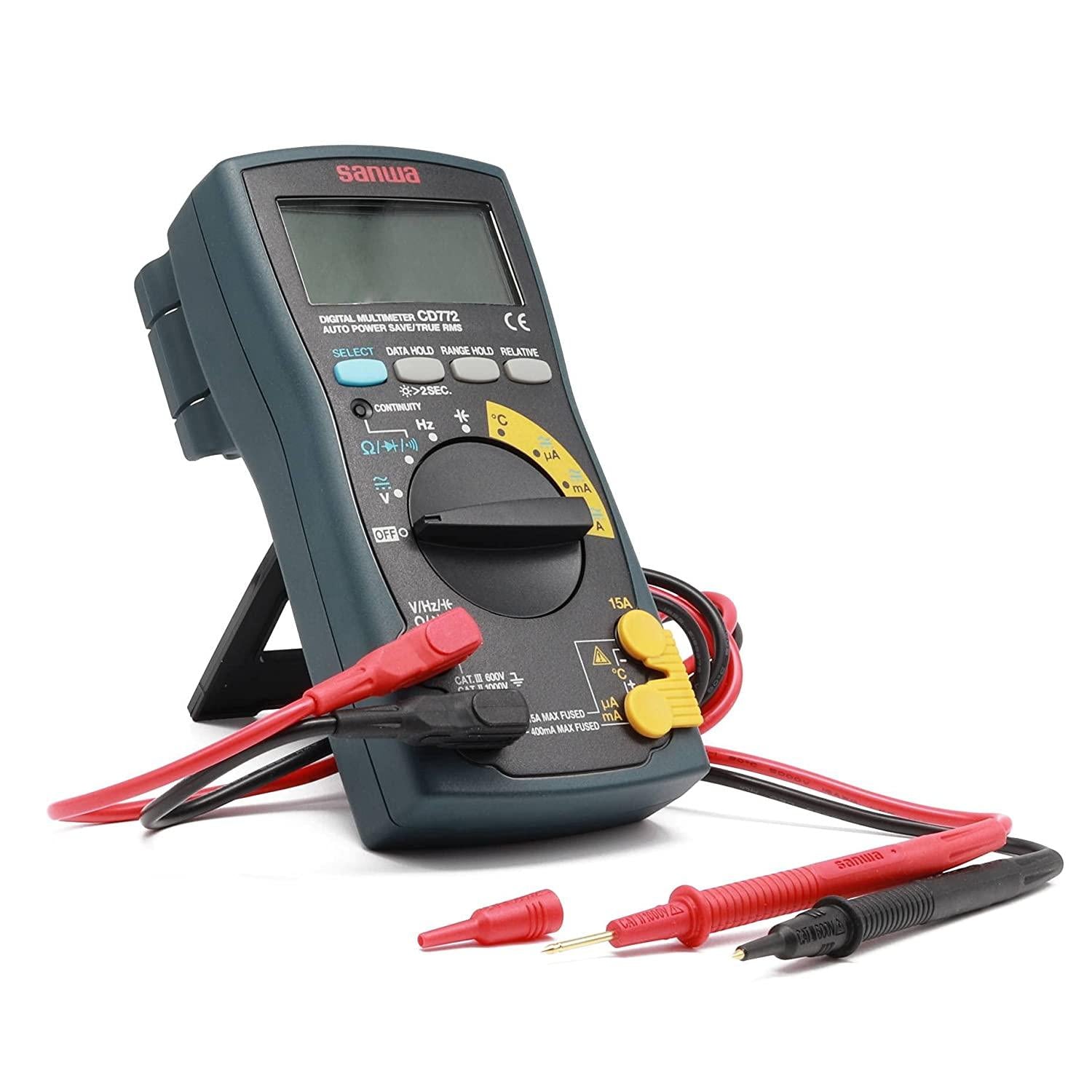 Digital Multimeter with Backlight LCD Display, Temperature Measurement & Auto-Ranging - Perfect for Home DIY, Car Repair & Electrical Testing (Model CD772)