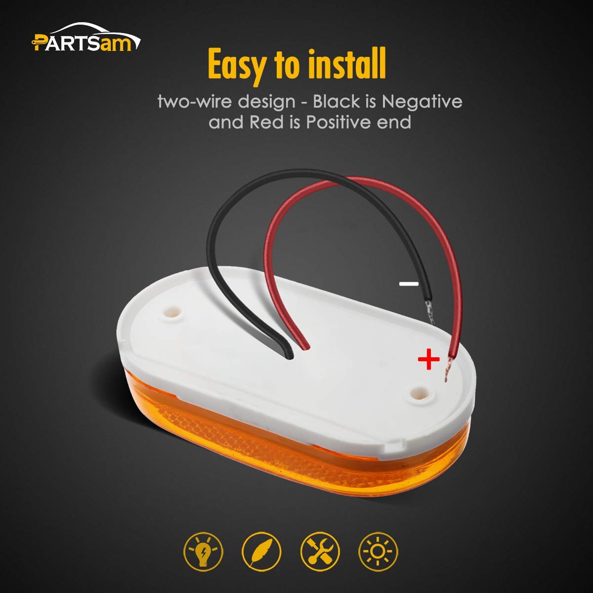 Partsam 5 Red + 2 Amber 4 Inch LED Trailer Lights - Waterproof RV Camper Clearance Marker Lights with 6 Diodes, Surface Mount, Sealed Design - Perfect for Semi Trucks, Trailers, Boats & Campers