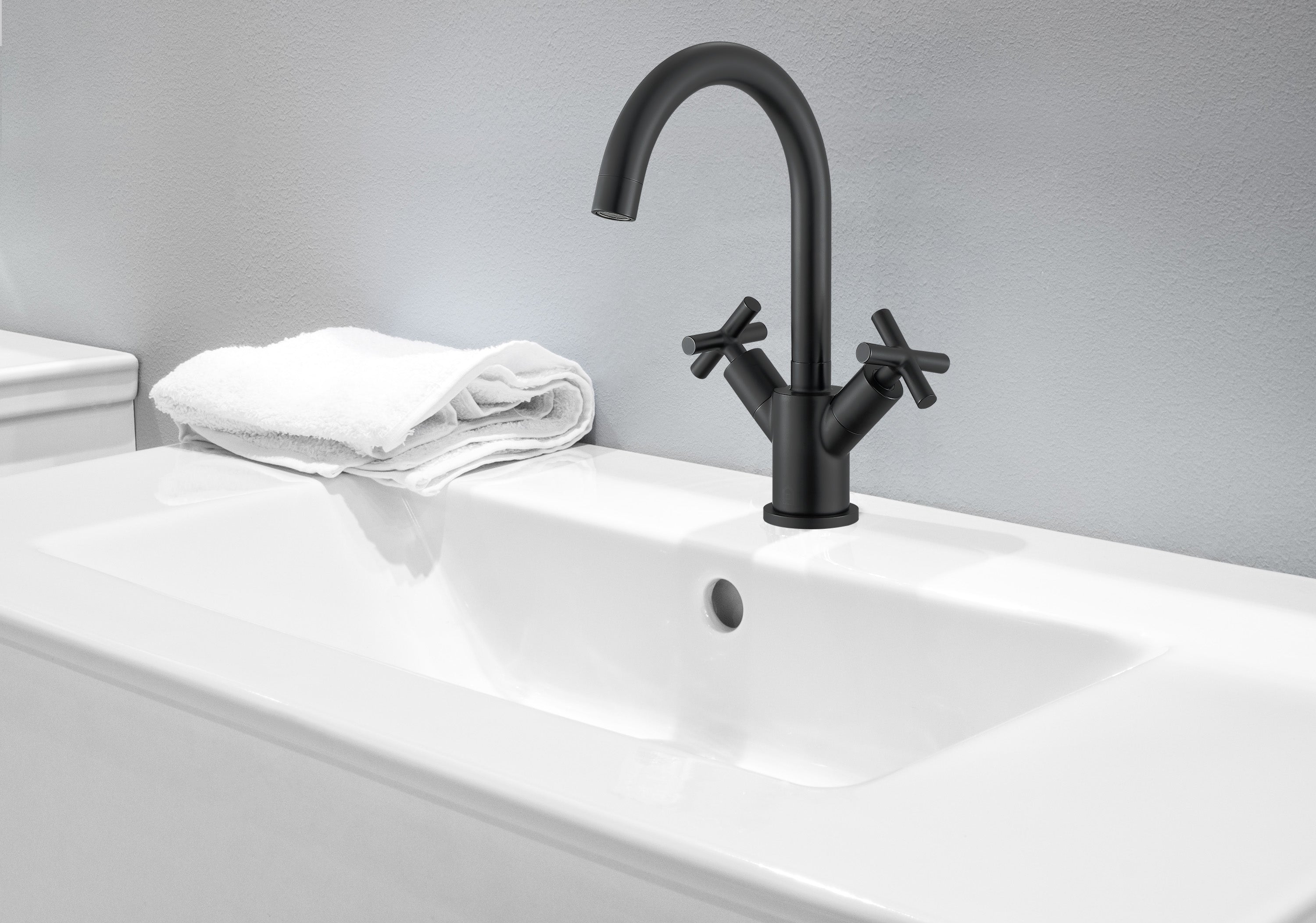 Matte Black Single Hole Cross Handle Bathroom Faucet - Ava Series | Modern Bathroom Sink Faucet for Vanity, Powder Room & Guest Bath | Durable & Stylish Design