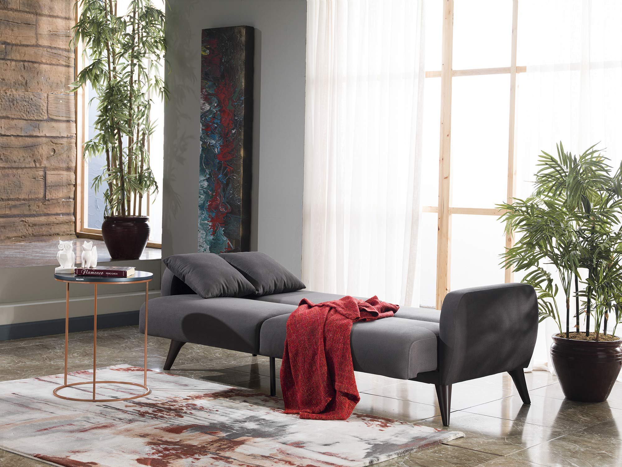 BELLONA Functional Sofa in a Box - Easy Assembly Modern Couch (Charcoal Gray) for Living Room, Apartment & Small Spaces