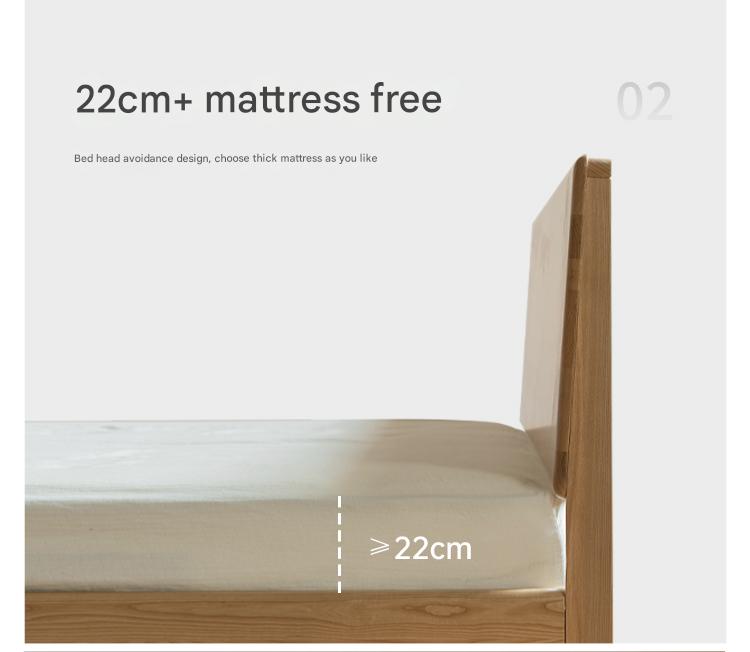 Solid Oak and Ash Wood Nordic Minimalist Floating Bed Frame - Perfect for Modern Bedroom, Guest Room, and Loft Decor