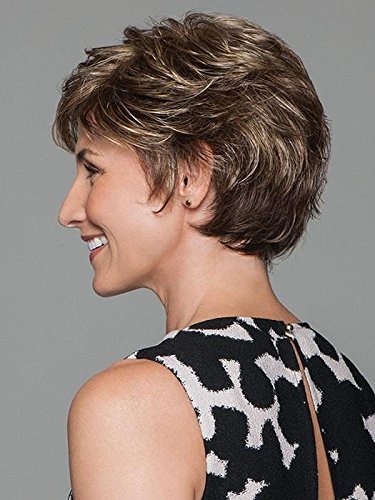Gabor Wigs Short Textured Layers Spiky Cap Wig - Perk Avg Cap Style in Almond Mist Color (G14+) | Lightweight Capless Design with Wide Stretch & Thinner Lace | Perfect for Daily Wear, Cosplay & Hair Loss Solutions