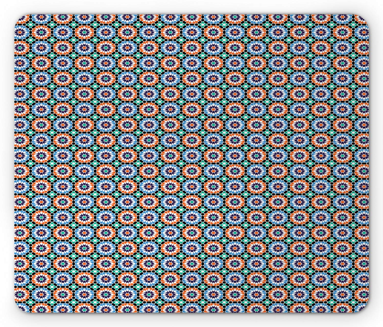 Ambesonne Moroccan Mouse Pad - Mosaic Circular Pattern Arrow Shapes, Marrakech Inspired Abstract Design, Non-Slip Rubber Base, Standard Size Rectangle Mousepad (Multicolor) - Perfect for Office, Gaming & Home Computer Setup