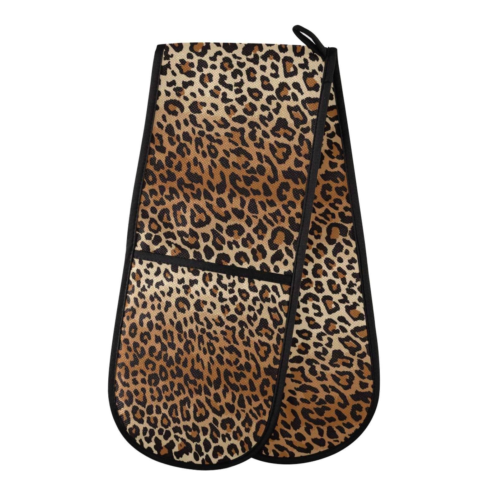 Heat Resistant Leopard Print Double Oven Mitts - 7