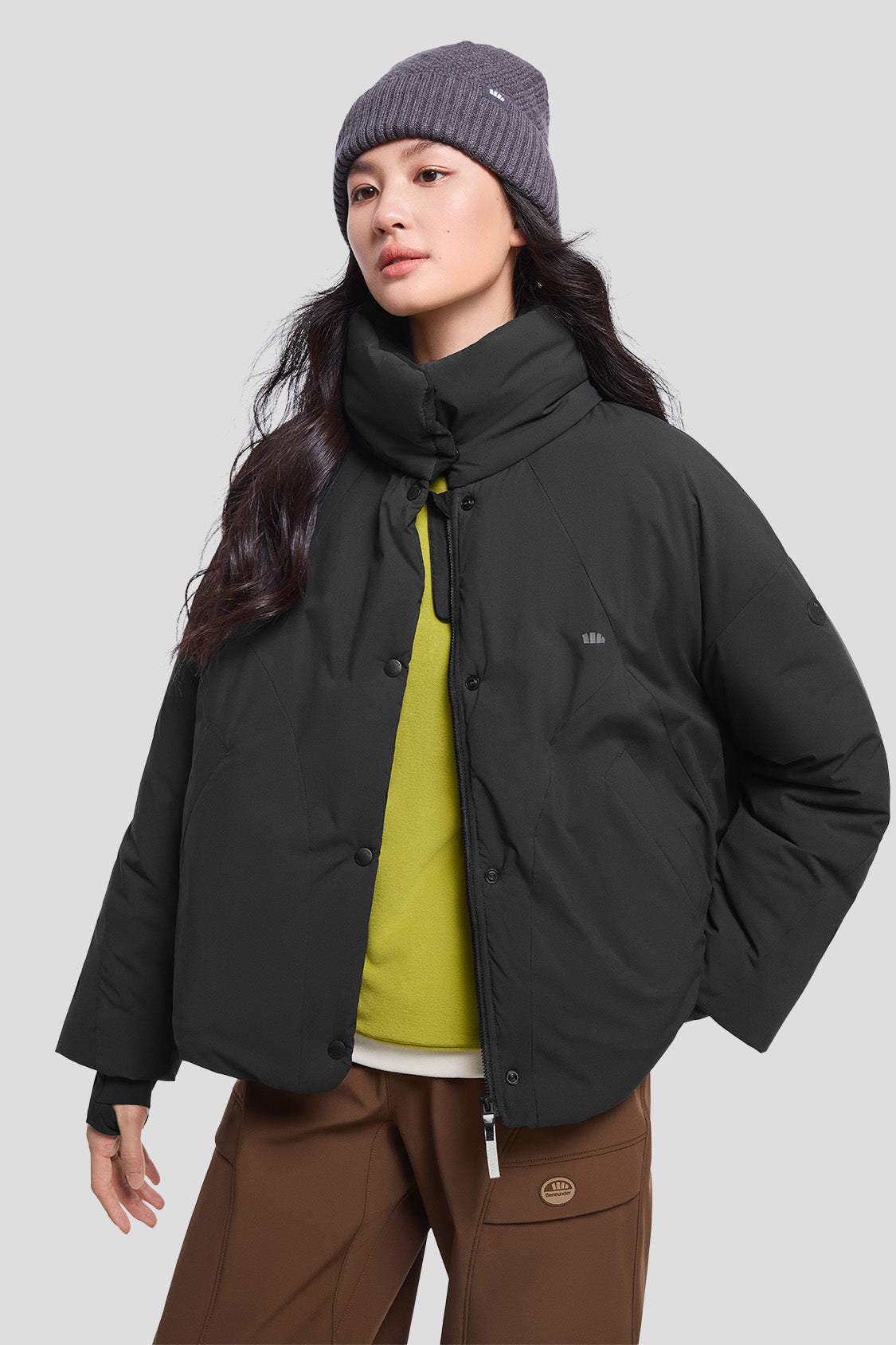 HeatGuard Women's High Warmth Stand Collar Winter Jacket - Cozy Outerwear for Cold Weather, Snow Activities & Daily Commute
