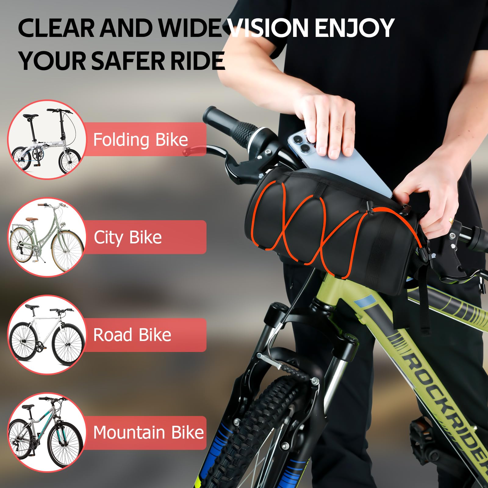 **Waterproof Handlebar Bike Bag - Large Capacity Frame Storage Bag with Shoulder Strap for Mountain & Road Bicycles | Perfect for Commuting, Cycling Trips & Outdoor Adventures (Red)**