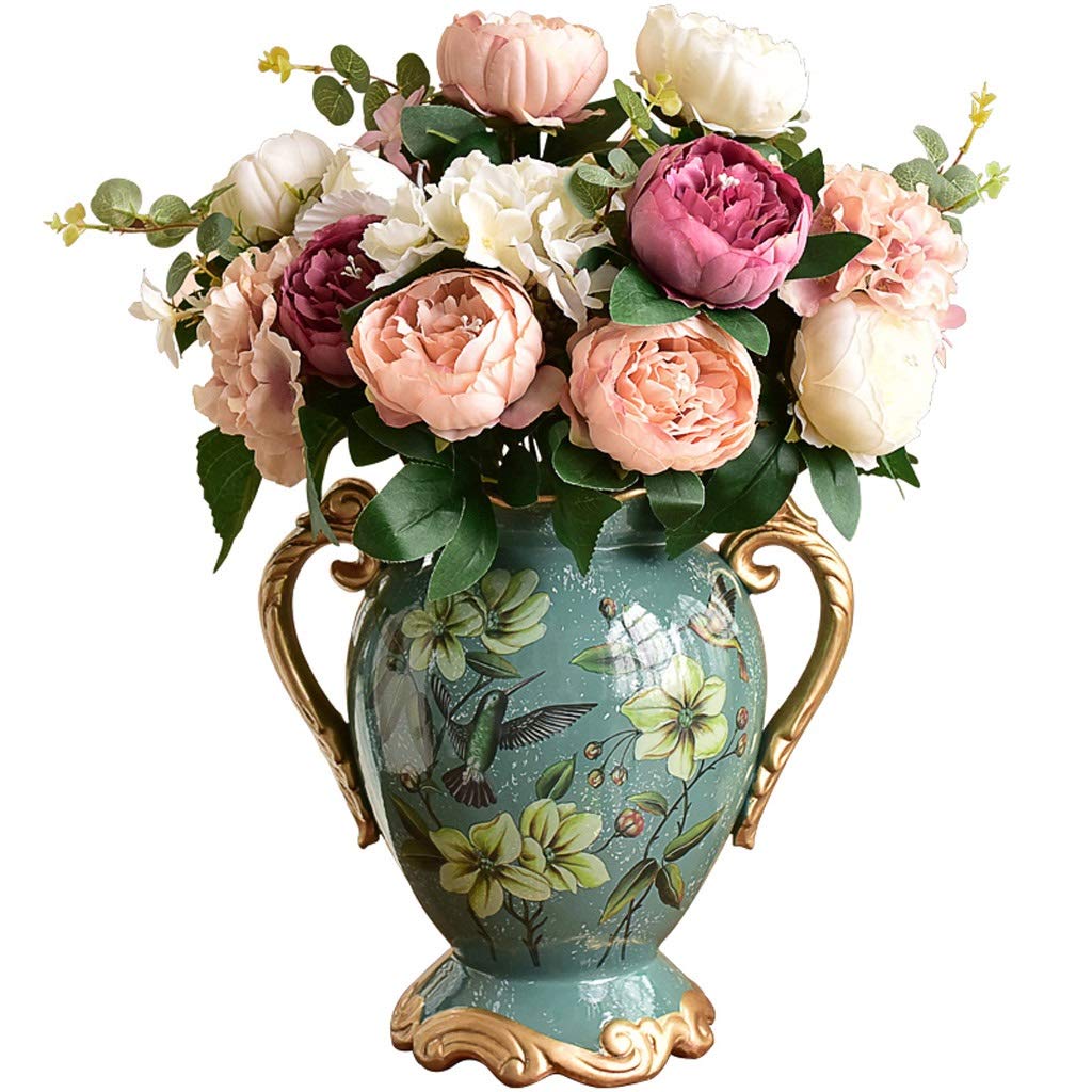 Vintage Ceramic Flower Vase - Handcrafted Home Decor for Living Room, Dining Table & TV Cabinet - Elegant Retro Decorative Vase for Fresh Flowers & Centerpieces - Perfect for Weddings, Home Styling & Gift Giving