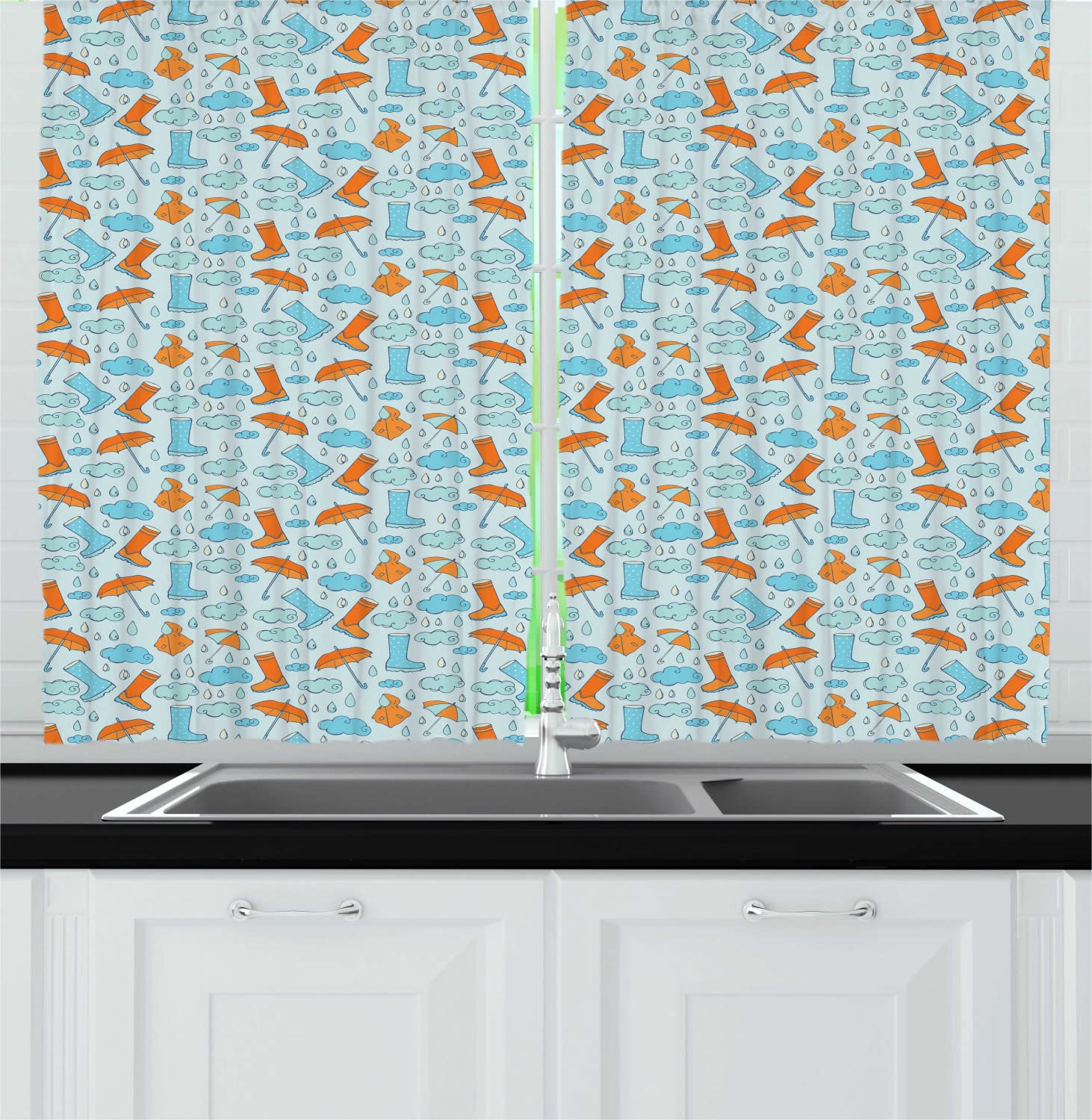 Ambesonne Long Kitchen Curtains 55