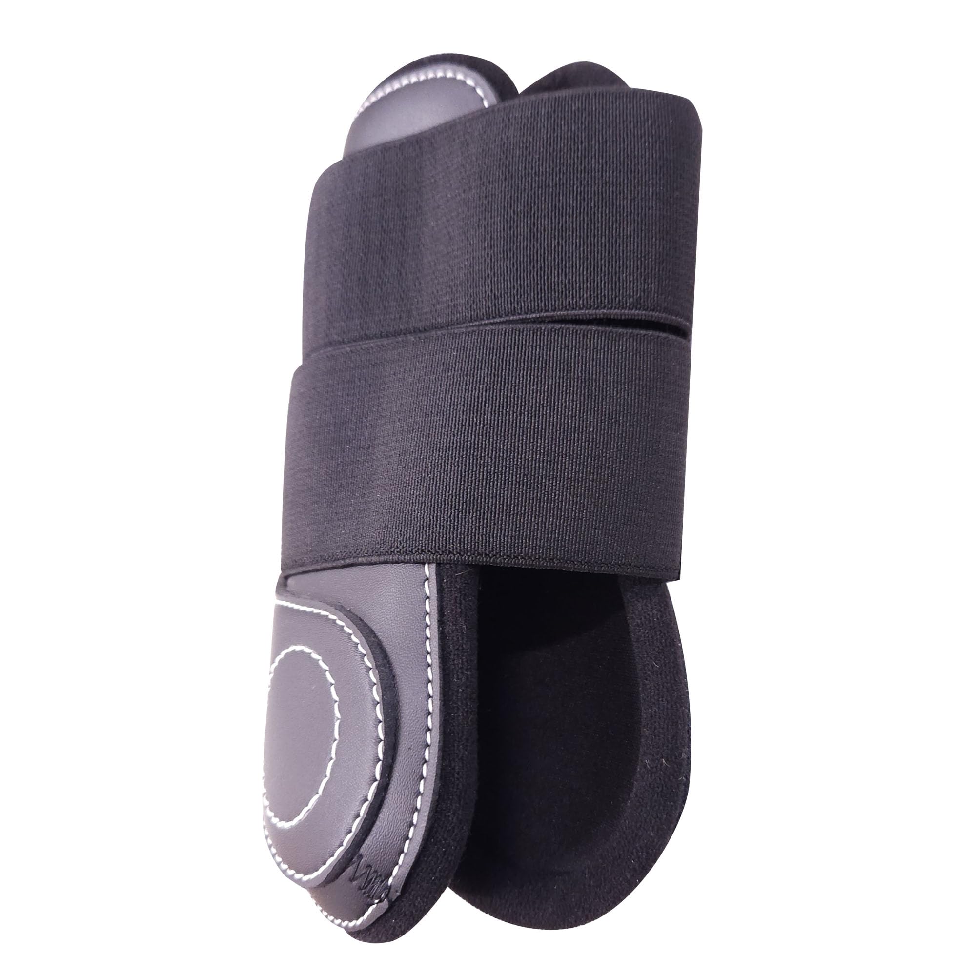 Premium Black Synthetic Open Front Tendon Boots for Horses - Lightweight Fetlock Protection for Jumping, Training & Riding - Durable Equestrian Sports Gear