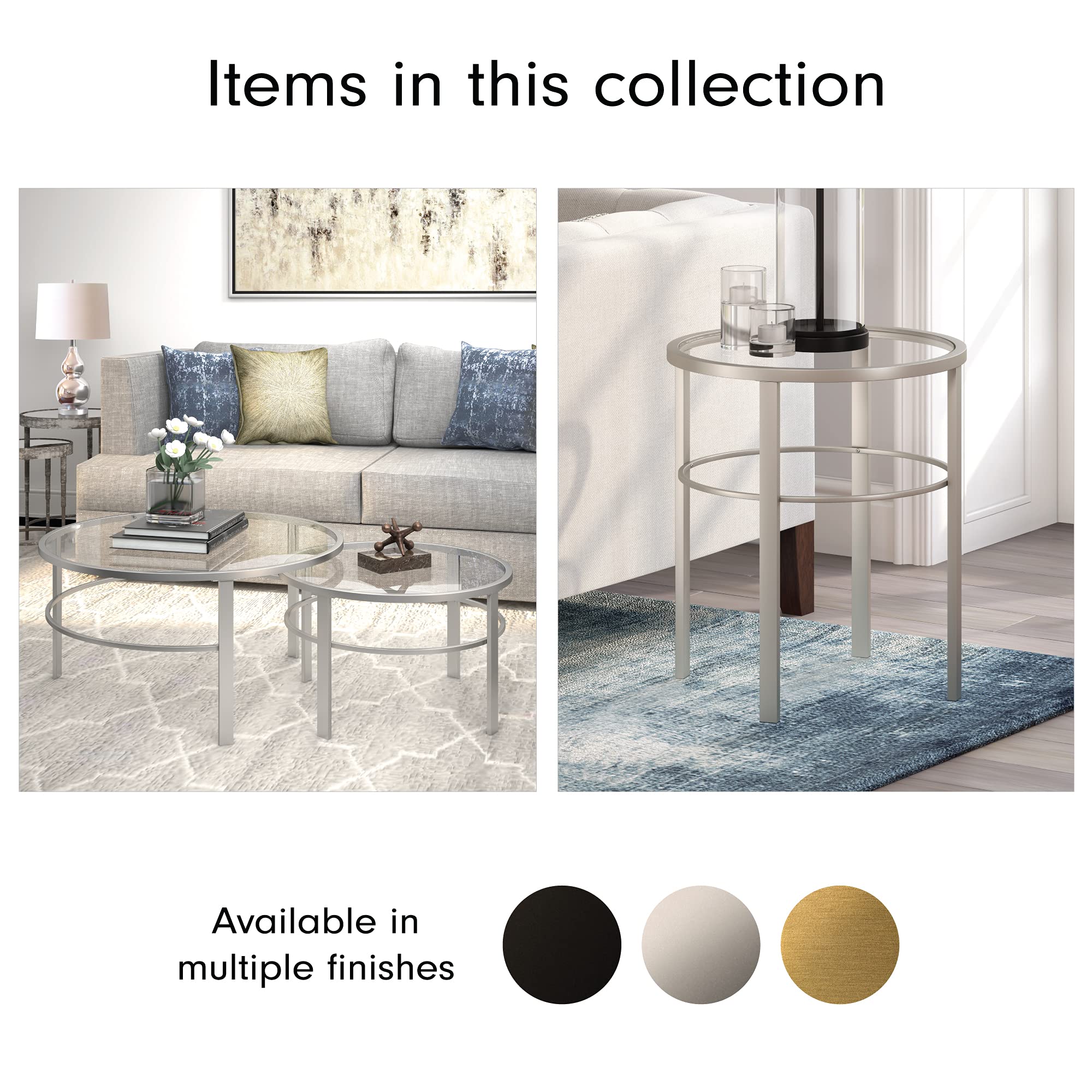 Henn&Hart White Round Nested Coffee Table - 36