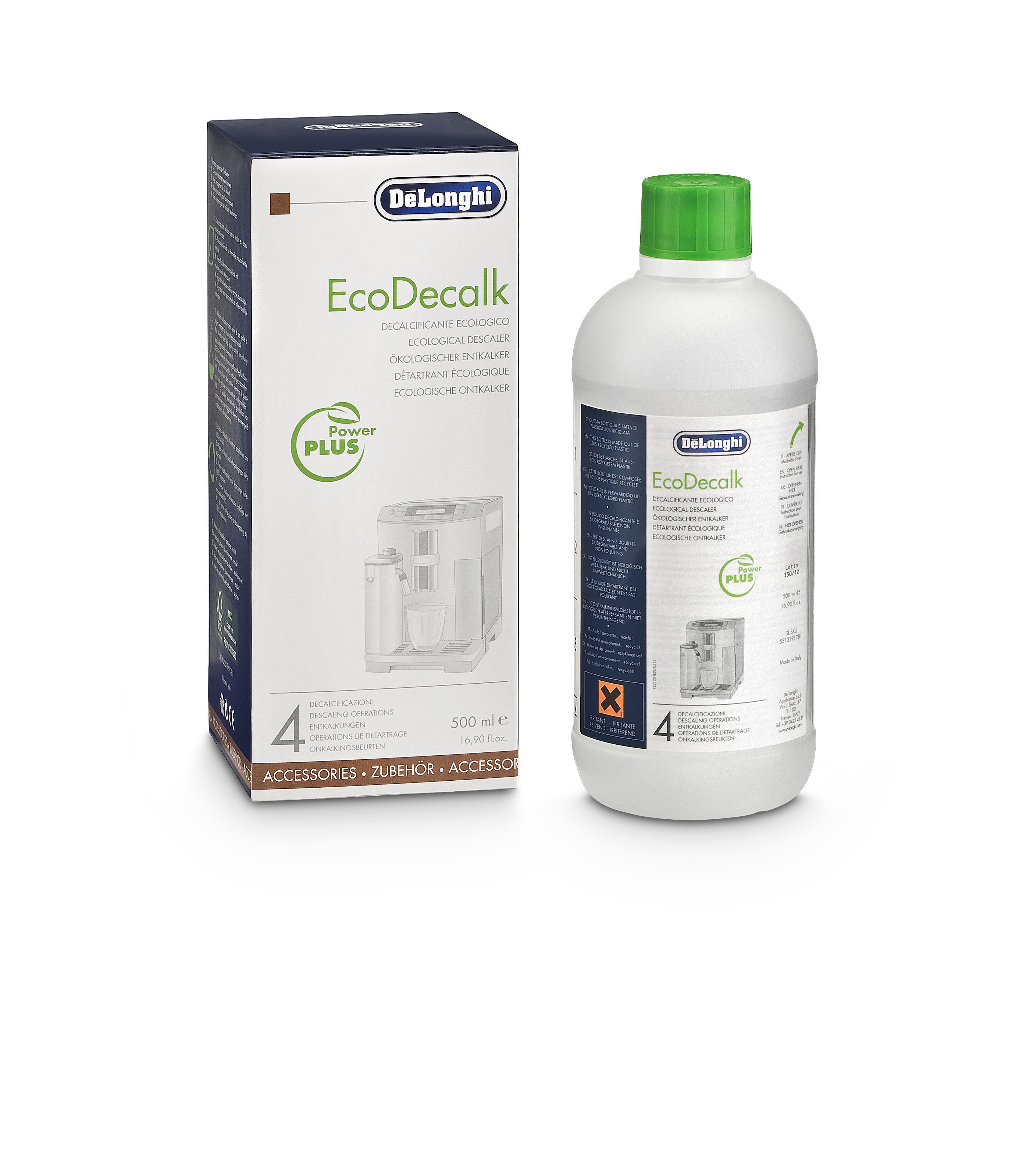 De'Longhi DLCSC500 EcoDecalk 500ml Descaling Solution - Compatible with Coffee Makers & Espresso Machines - Perfect for Home, Office or Restaurant Use