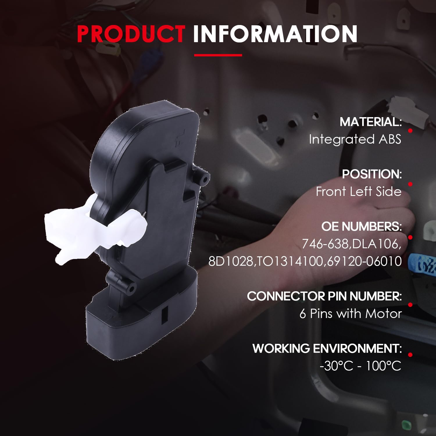 Toyota Door Lock Actuator Replacement - Front Left Side Compatible with 1995-2005 Avalon, Sequoia, Solara & Tundra Models (Part# 746-638) - Easy DIY Installation for Secure Vehicle Access